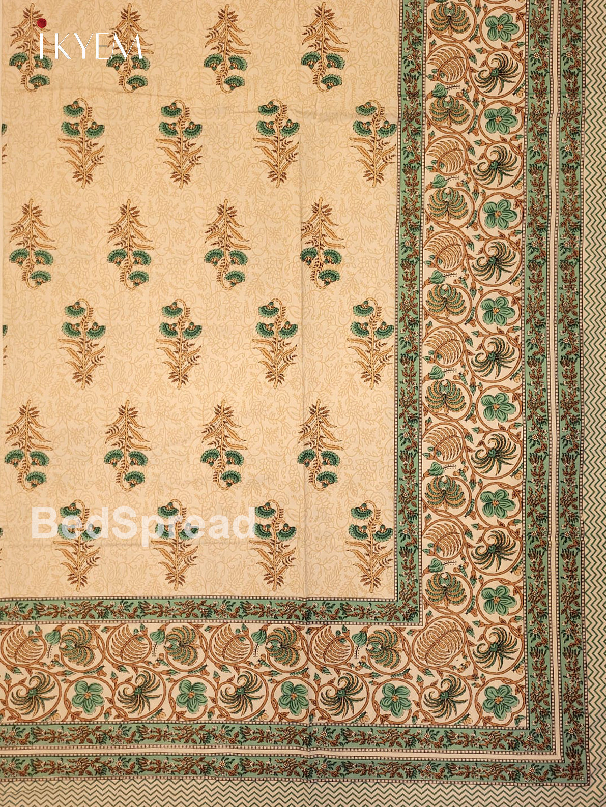 Peach &  Green  - Bed Spread