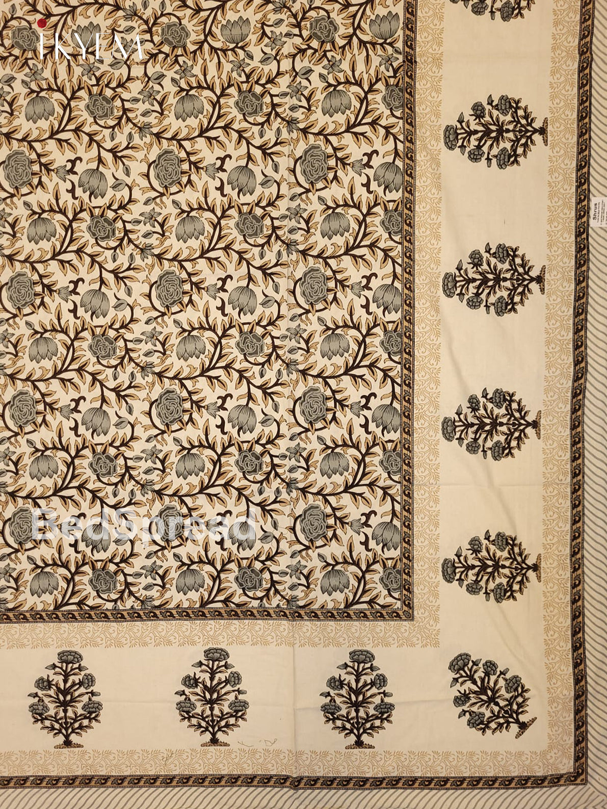 Cream & Grey - Bed Spread