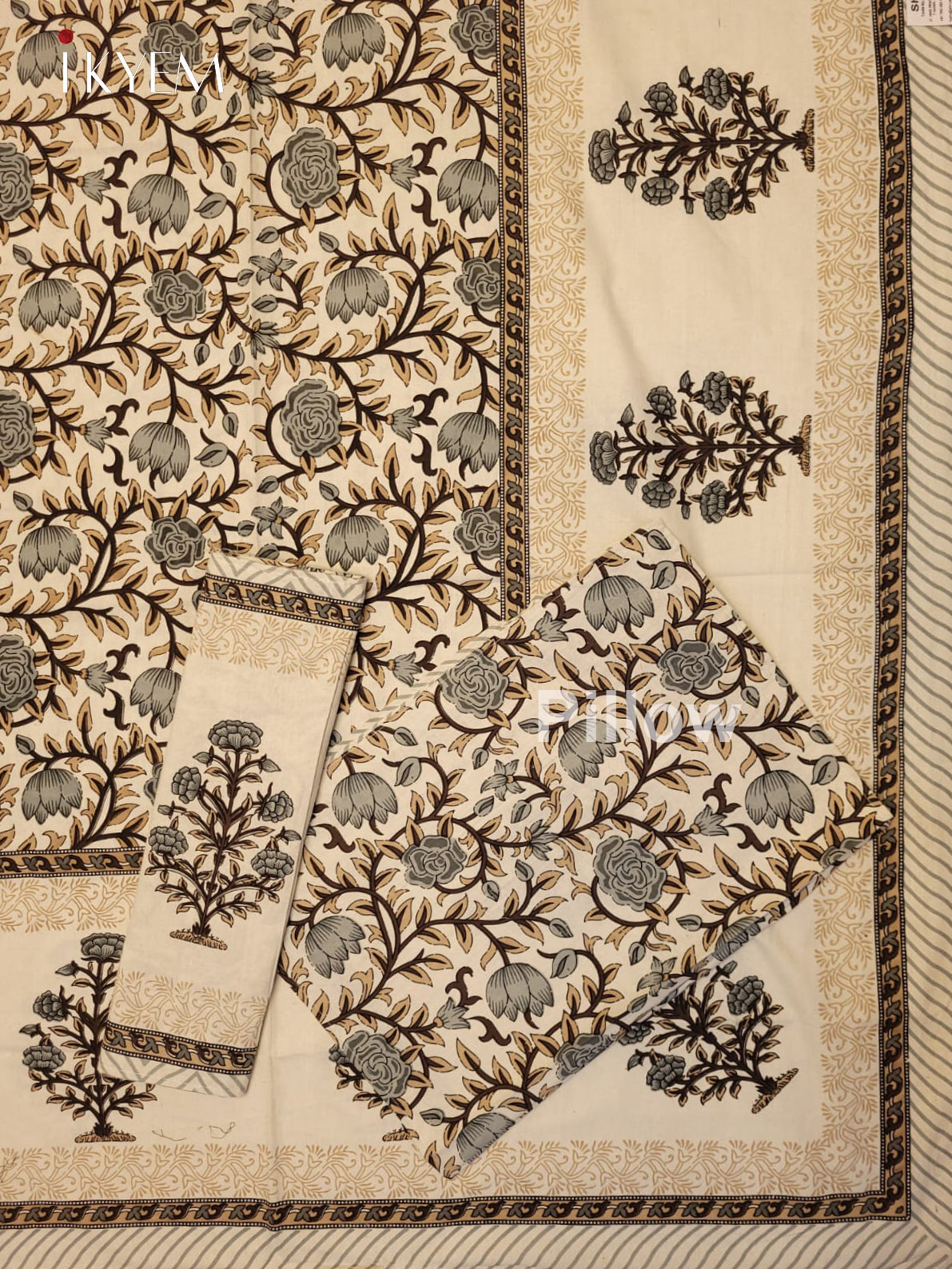 Cream & Grey - Bed Spread