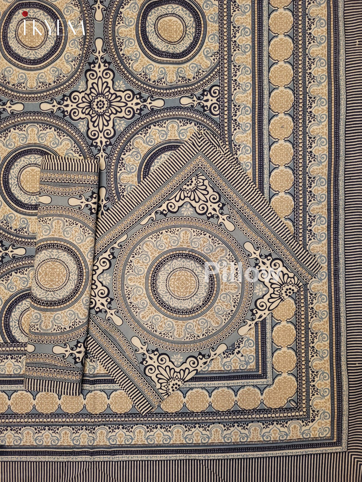 Cream & Grey - Bed Spread
