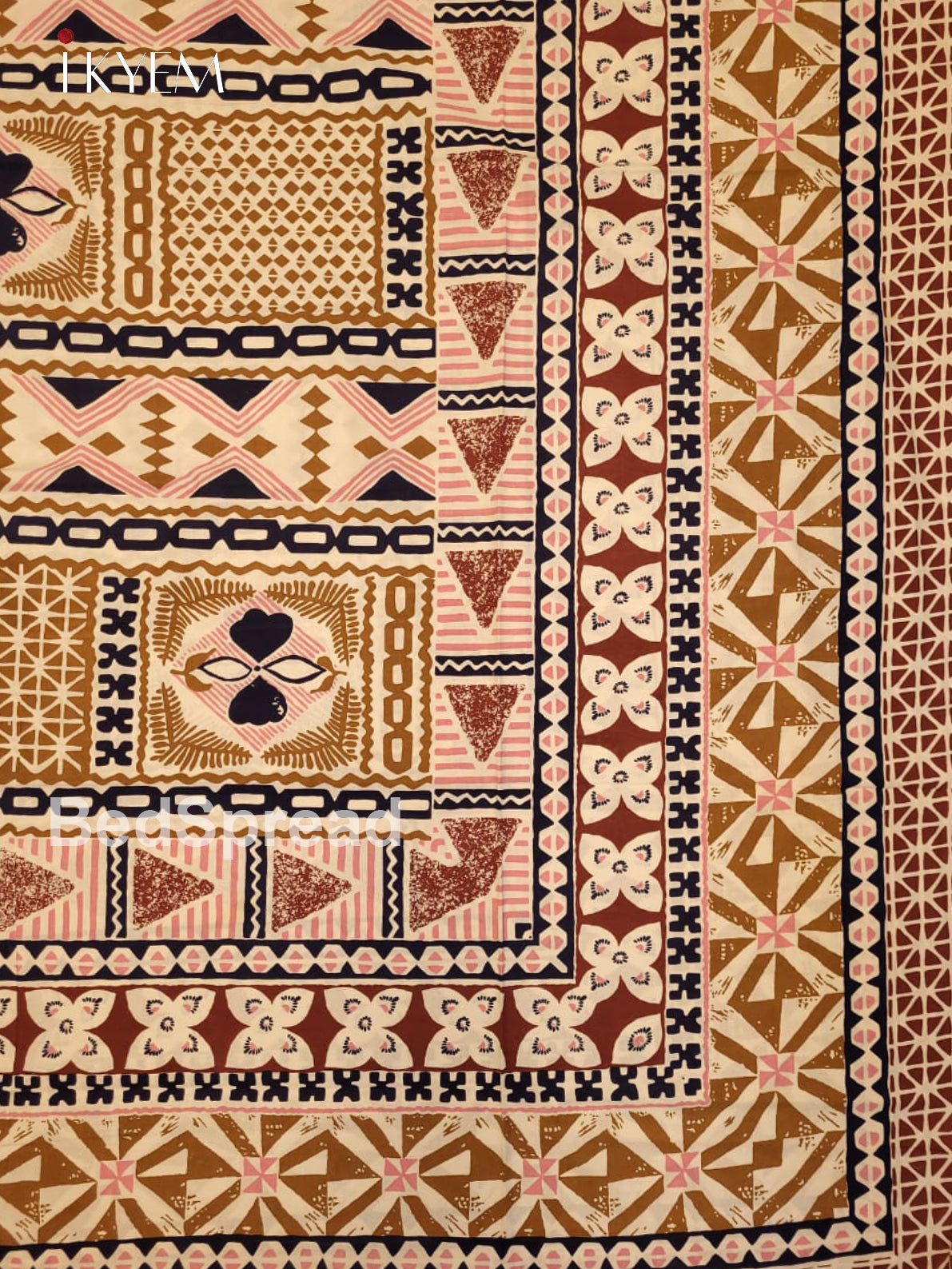 Cream & Pink - Bed Spread