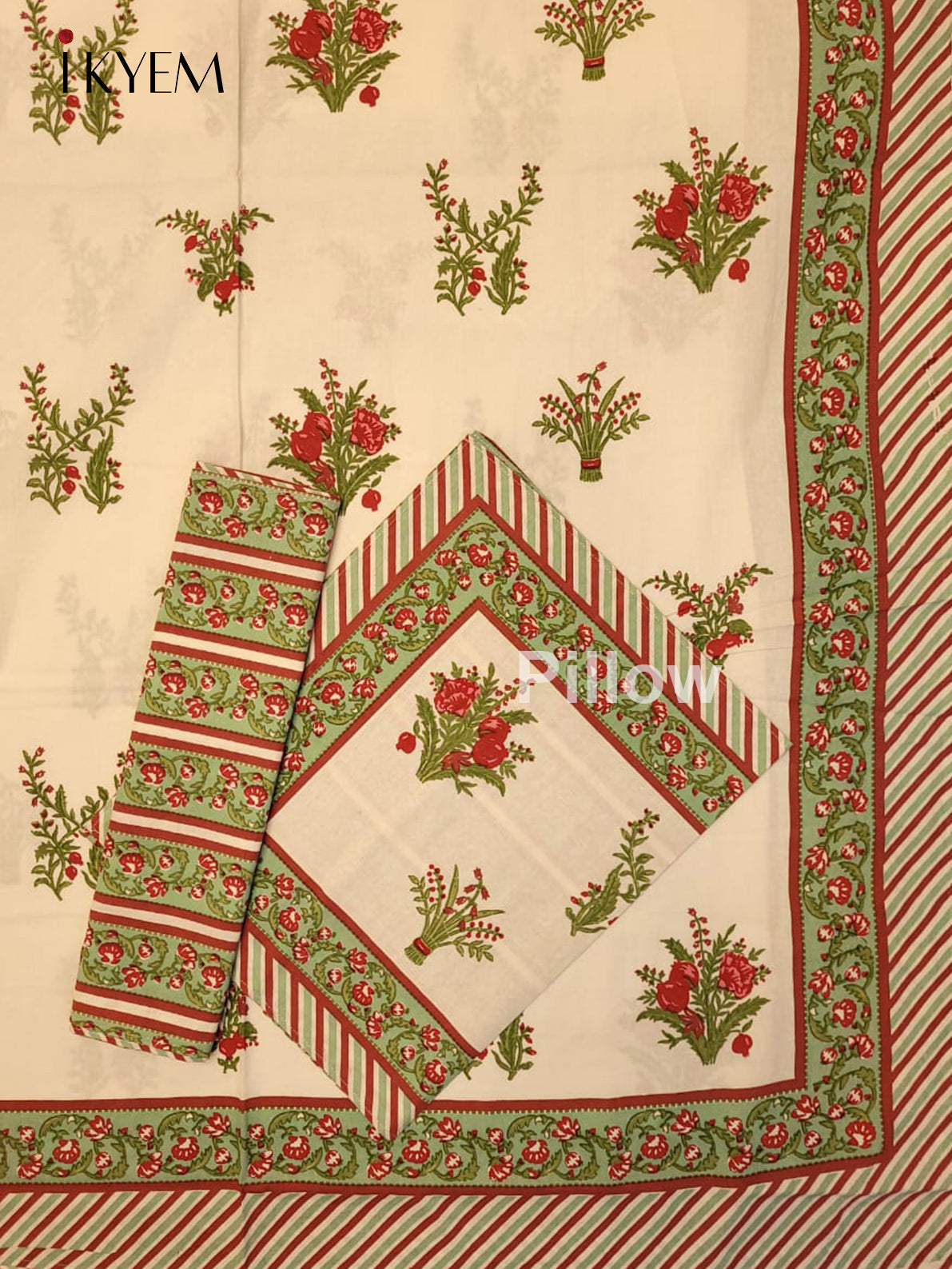 Cream & Red - Bed Spread