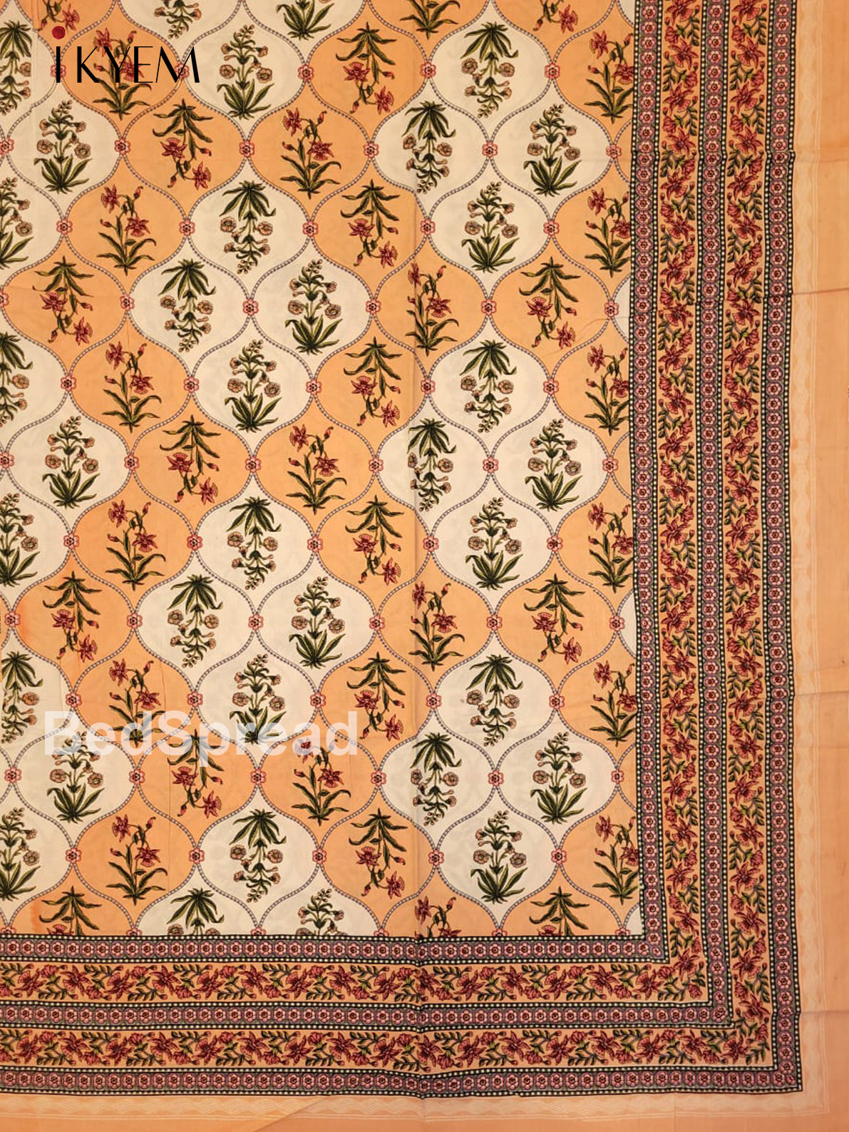 Peach & Green - Bed Spread