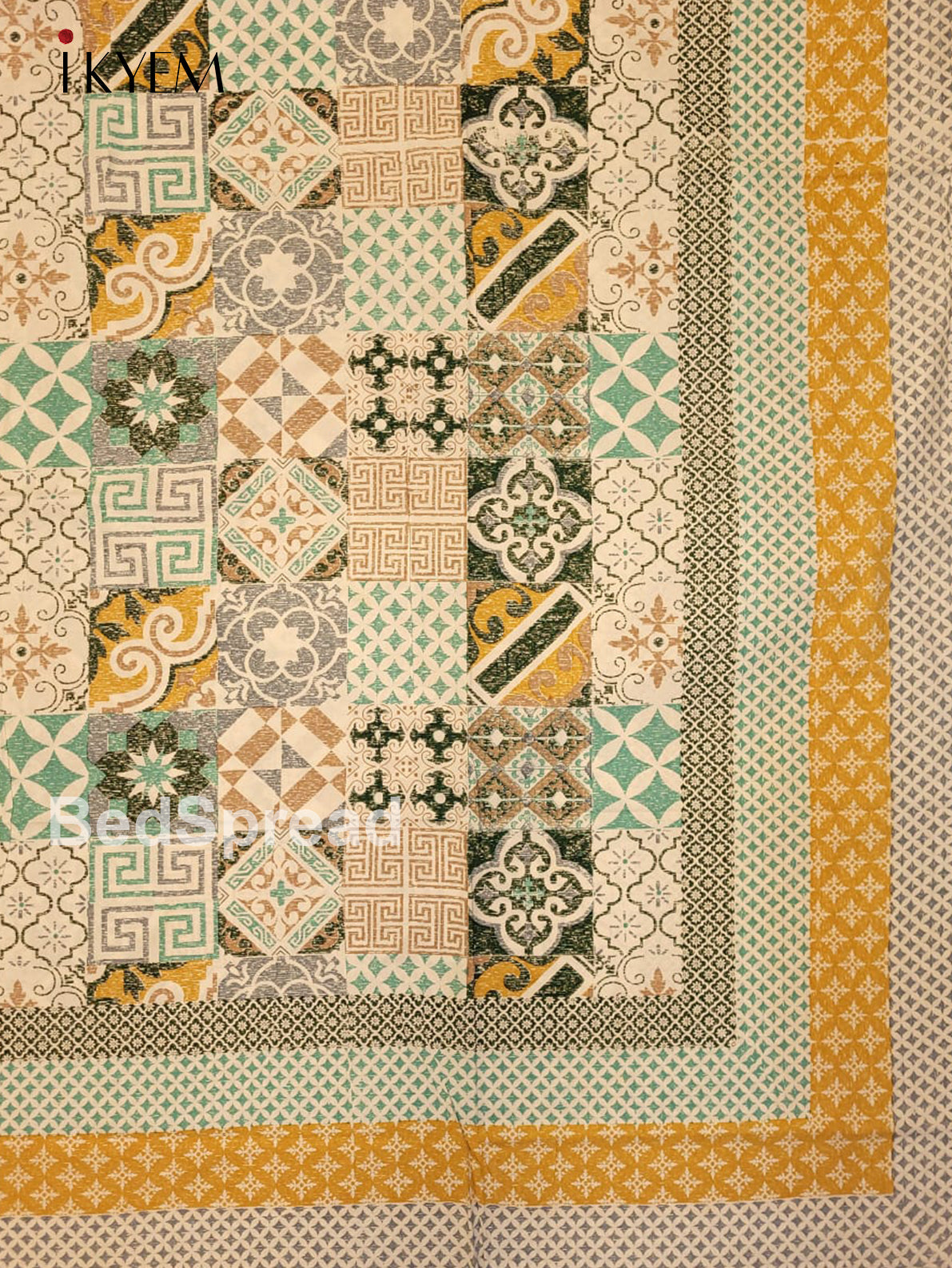 Cream & Green - Bed Spread