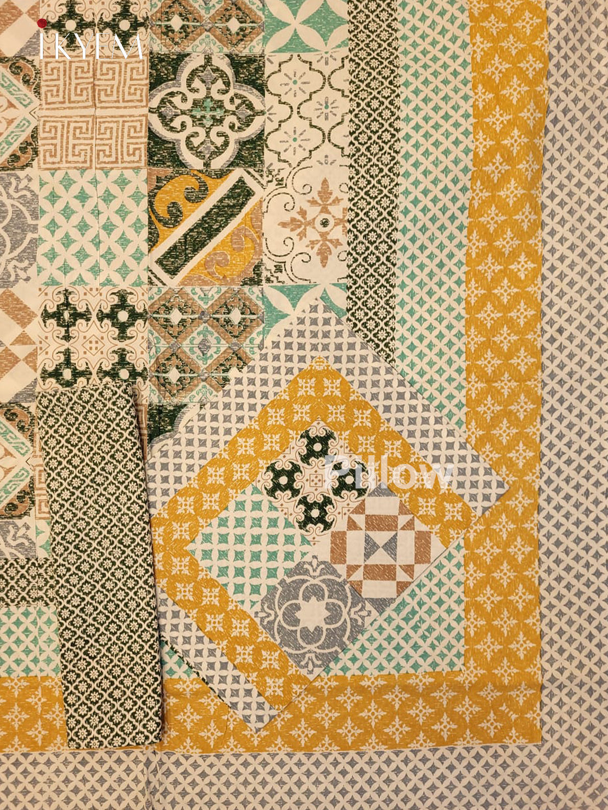 Cream & Green - Bed Spread