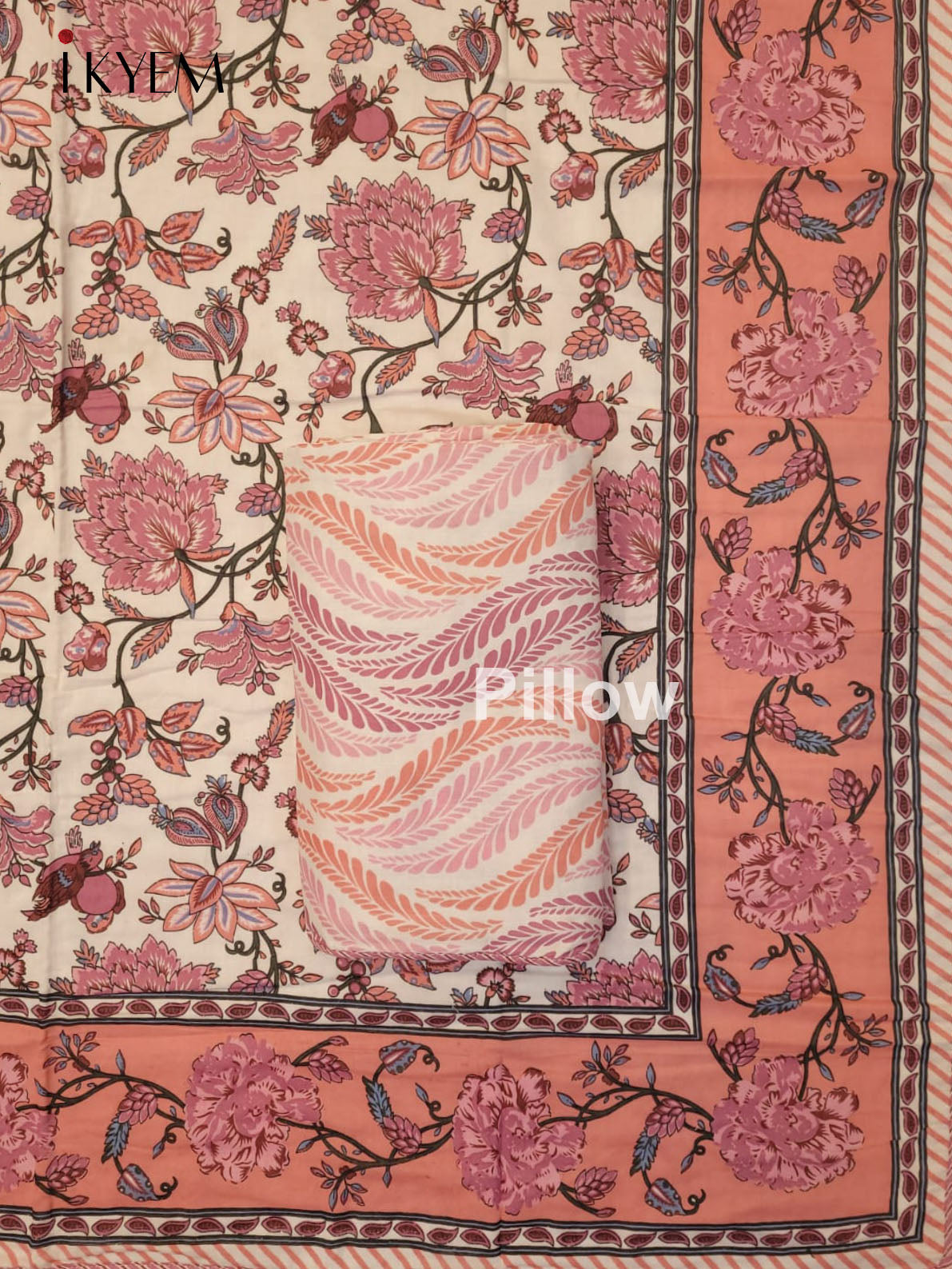 Cream & Pink Dohar - Set of 2 - 4GJ03237