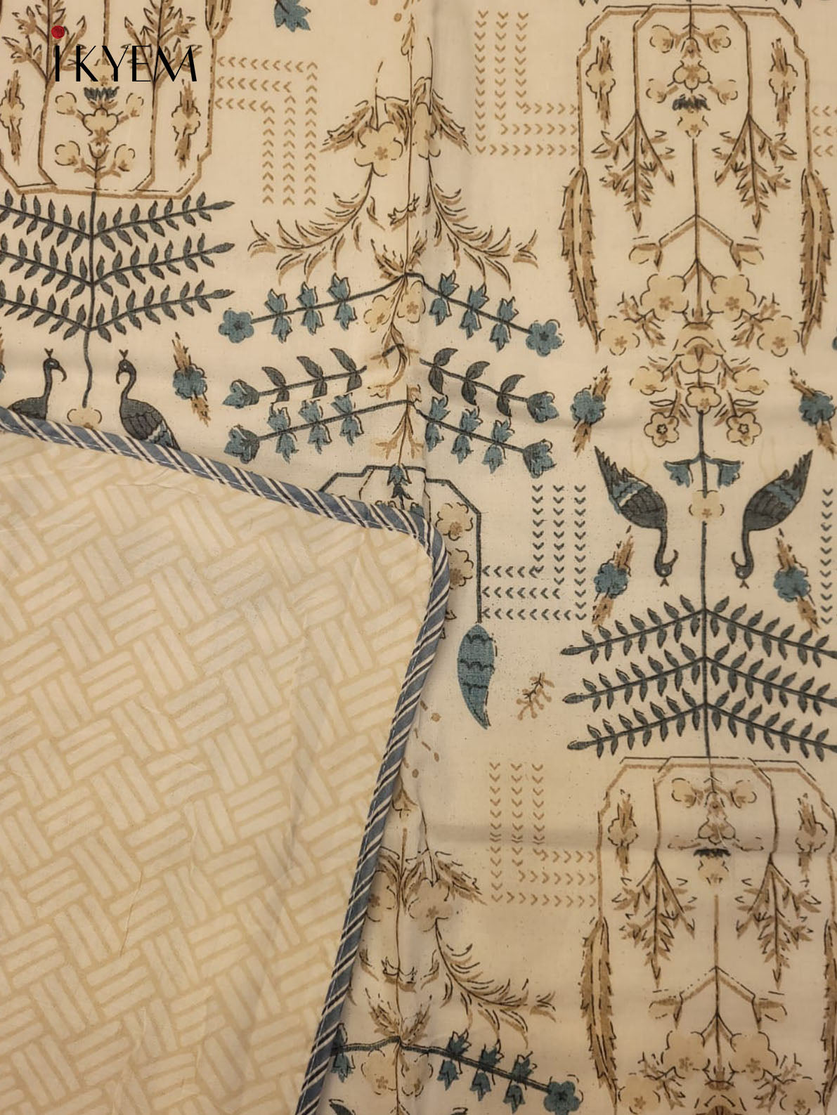 Cream & Blue Dohar - Set of 2 - 4GJ03245