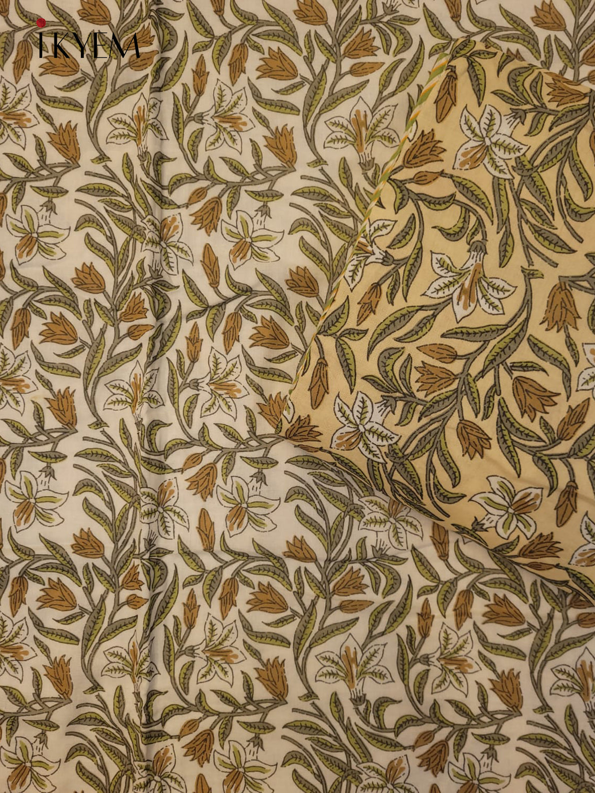 Cream & Mustard Dohar - Set of 2 - 4GJ03247