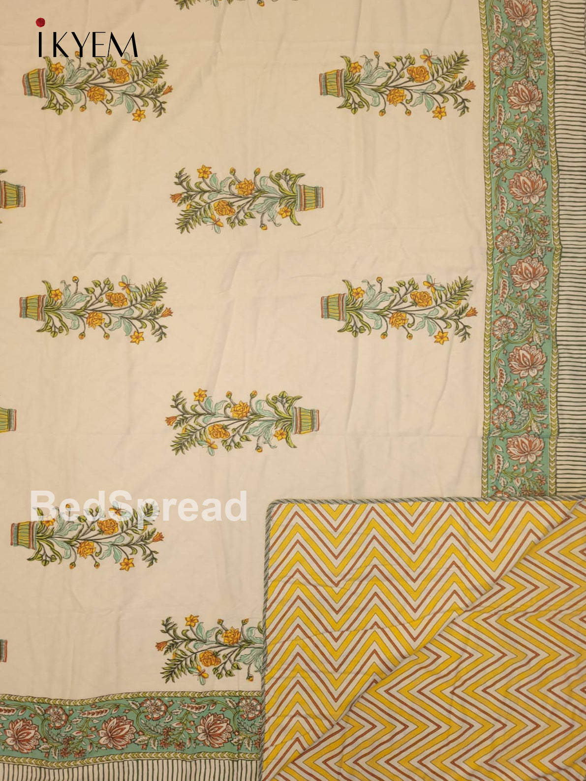Cream & Green Dohar - Single - 4GJ03260