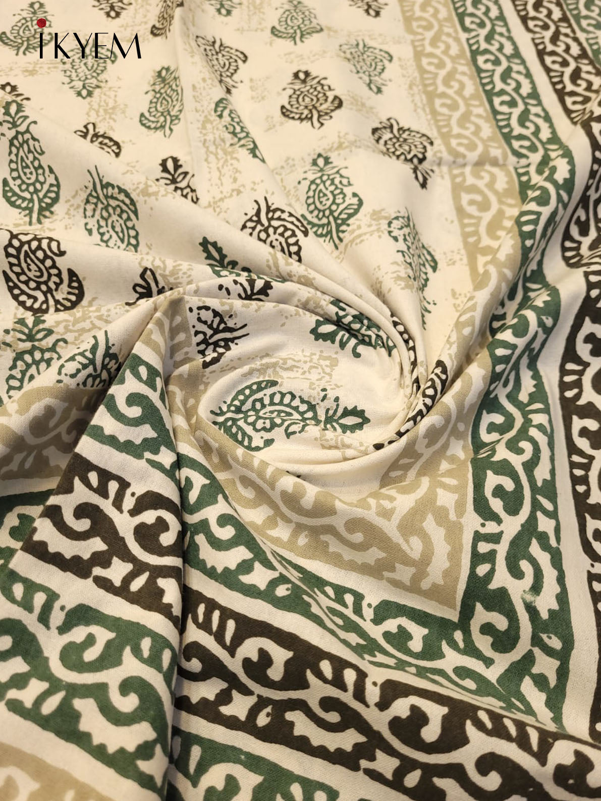 Cream and Green - Bed Spread