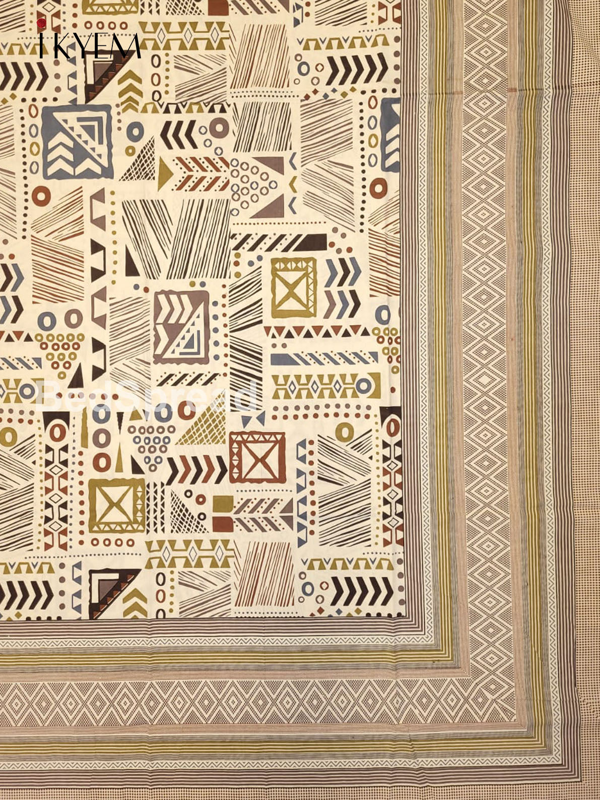 Cream and Brown - Bed spread