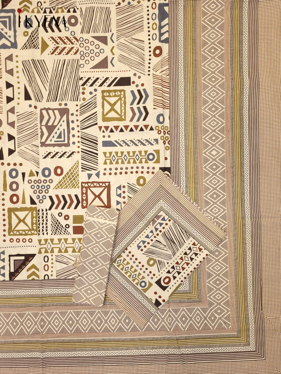 Cream and Brown - Bed spread