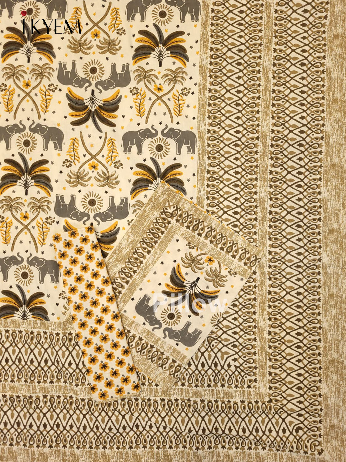 Cream and Brown - Bed Spread