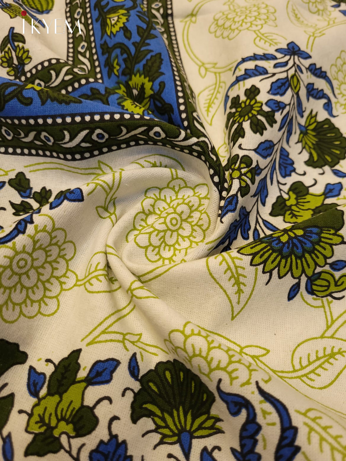 Cream & Blue- Bed SPread