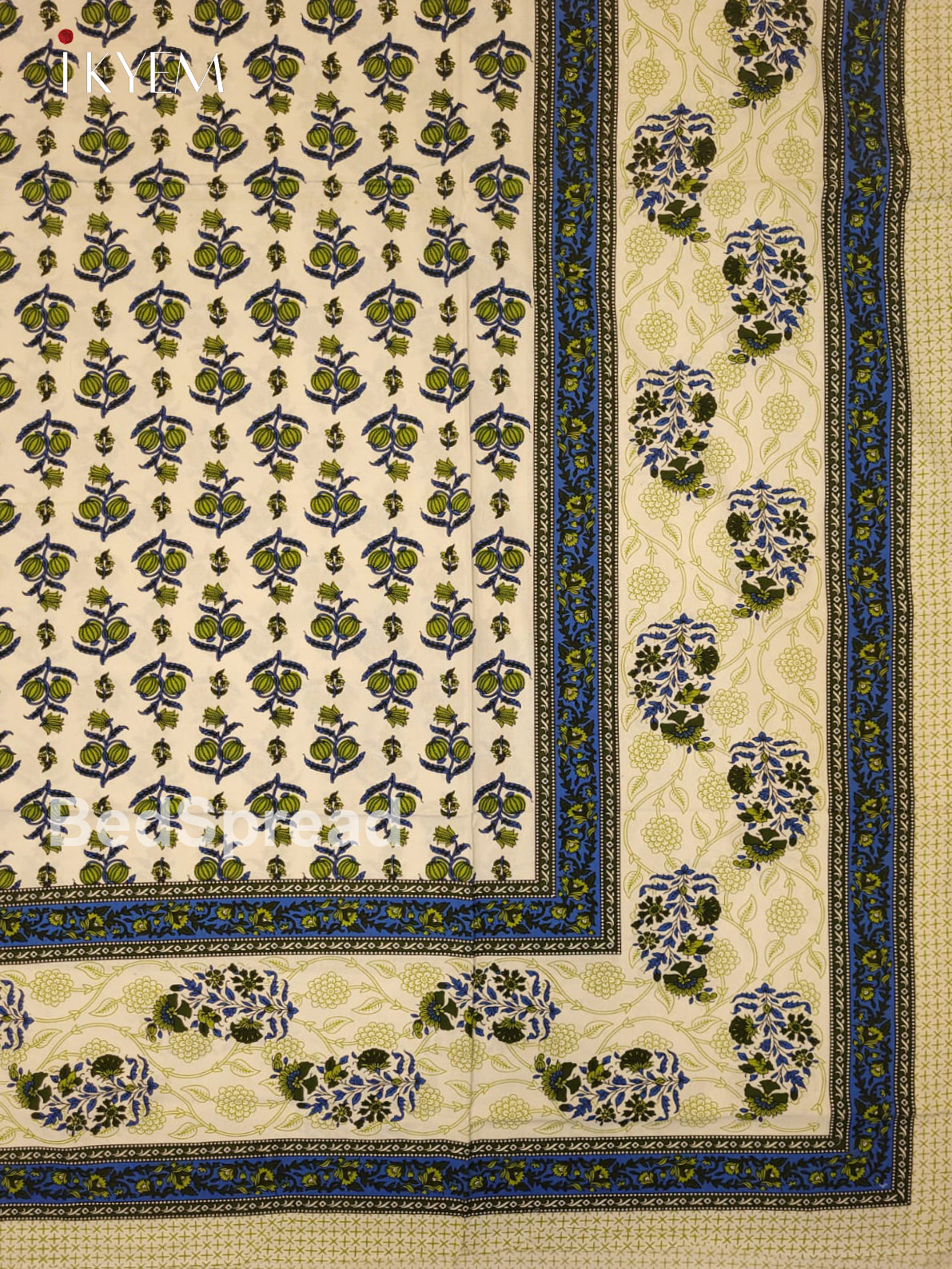 Cream & Blue- Bed SPread