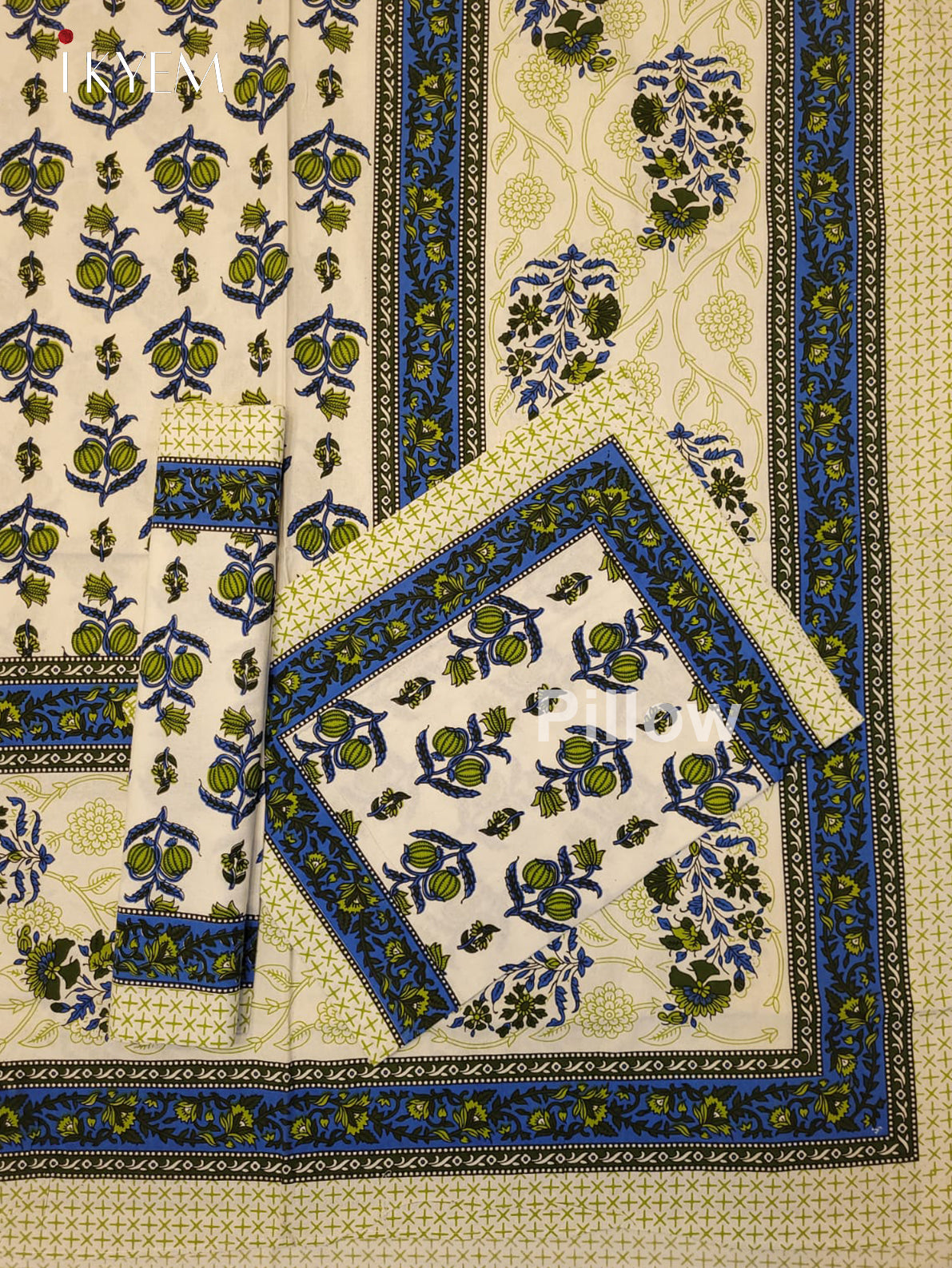 Cream & Blue- Bed SPread