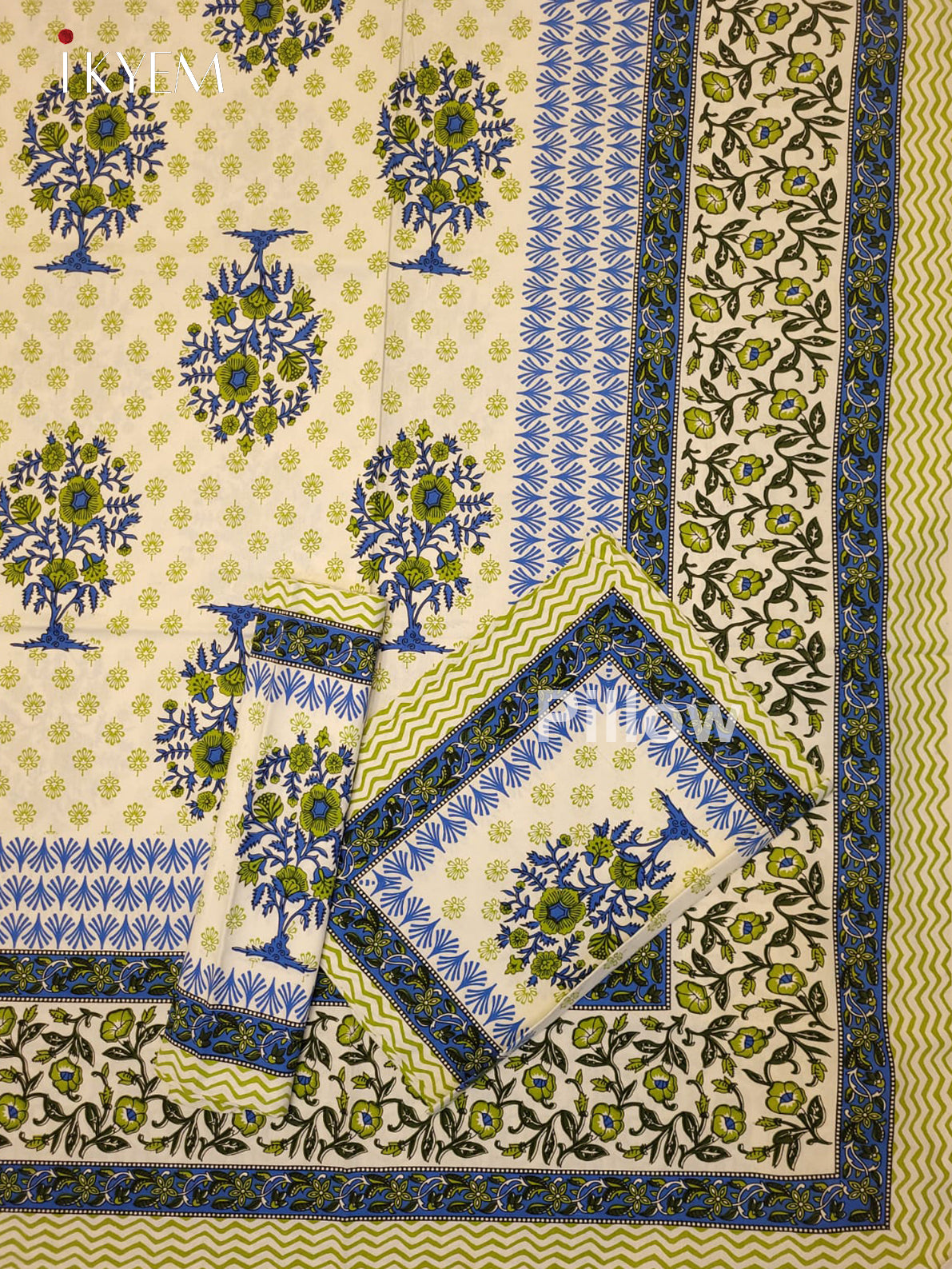 Cream & Green - Bed Spread