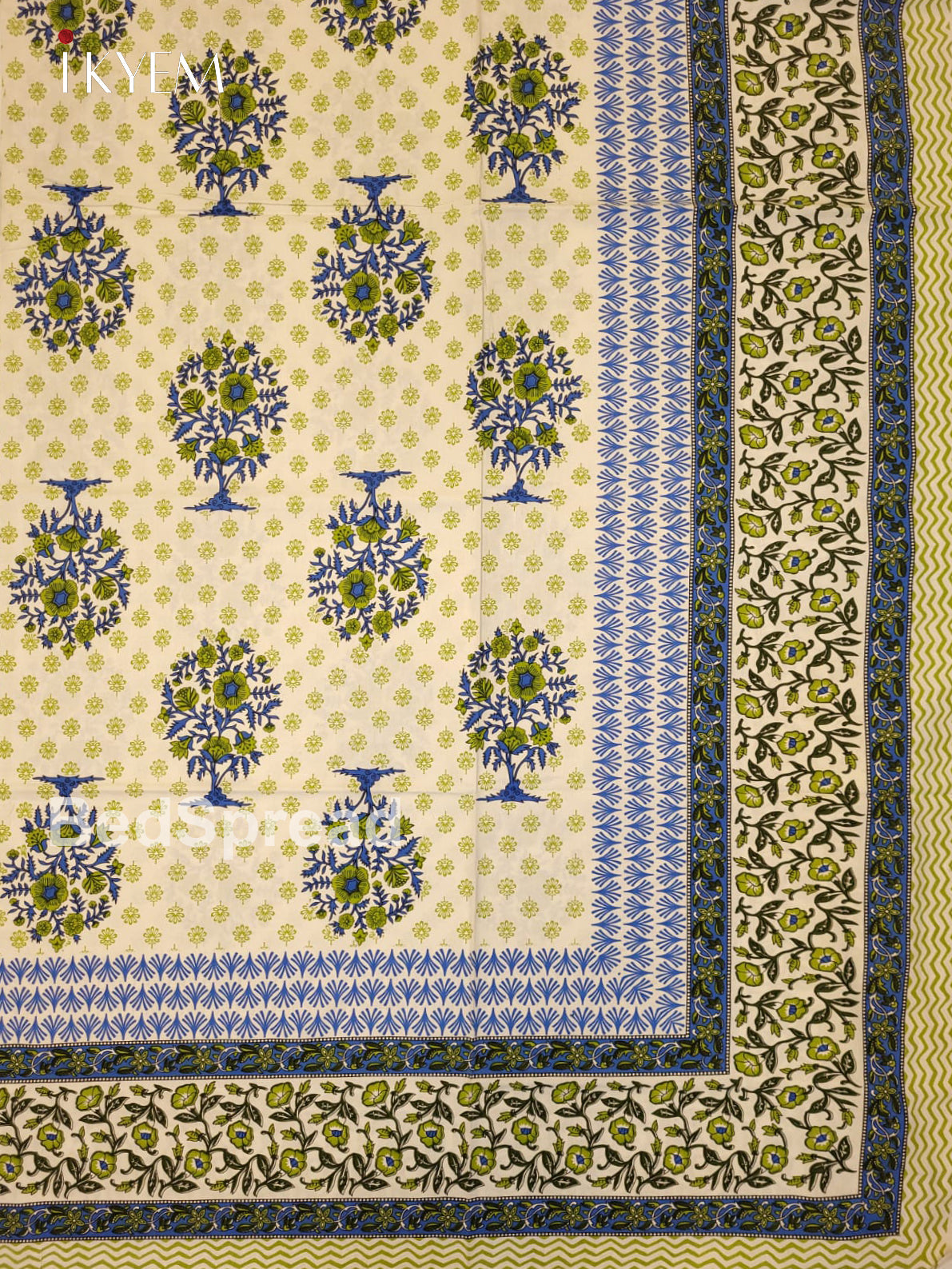 Cream & Green - Bed Spread