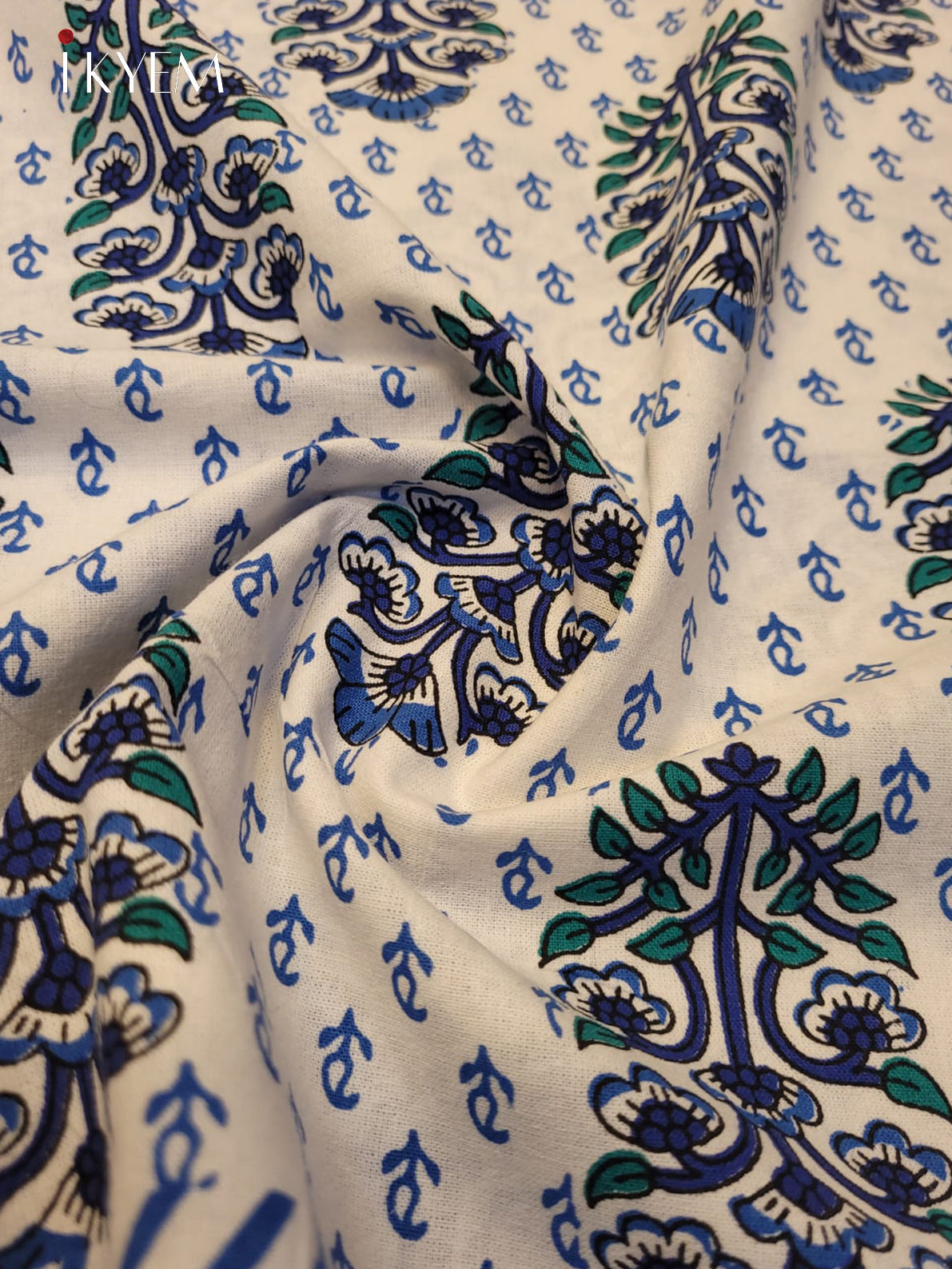 Cream & Blue- Bed Spread