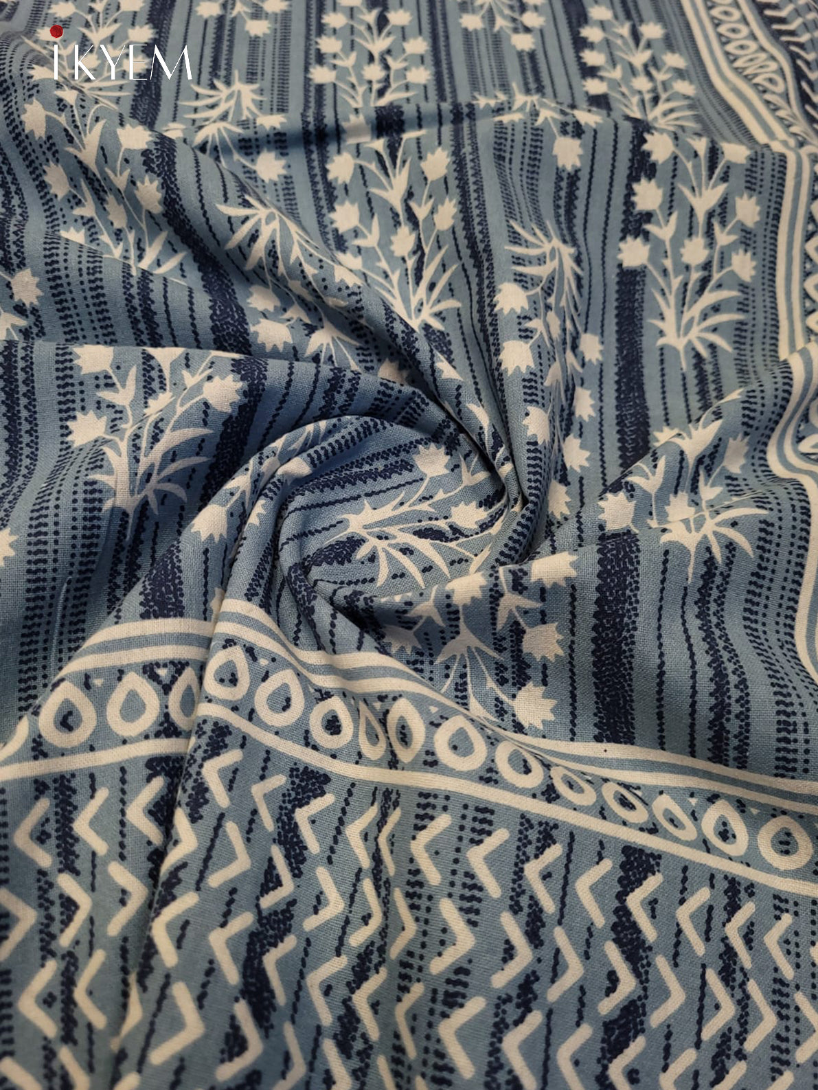 Cream & Blue  - Bed Spread