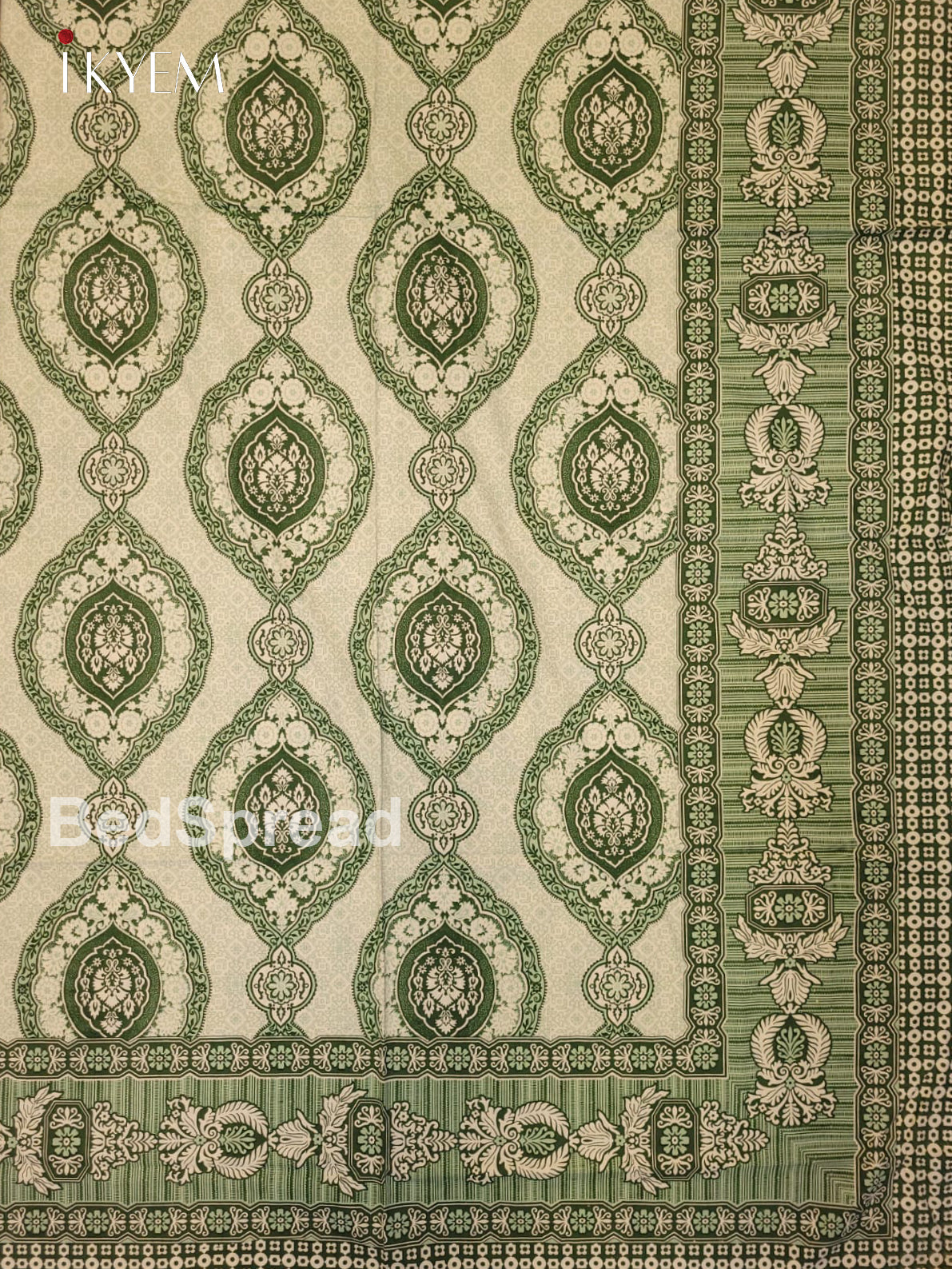 Cream & Green - Bed Spread