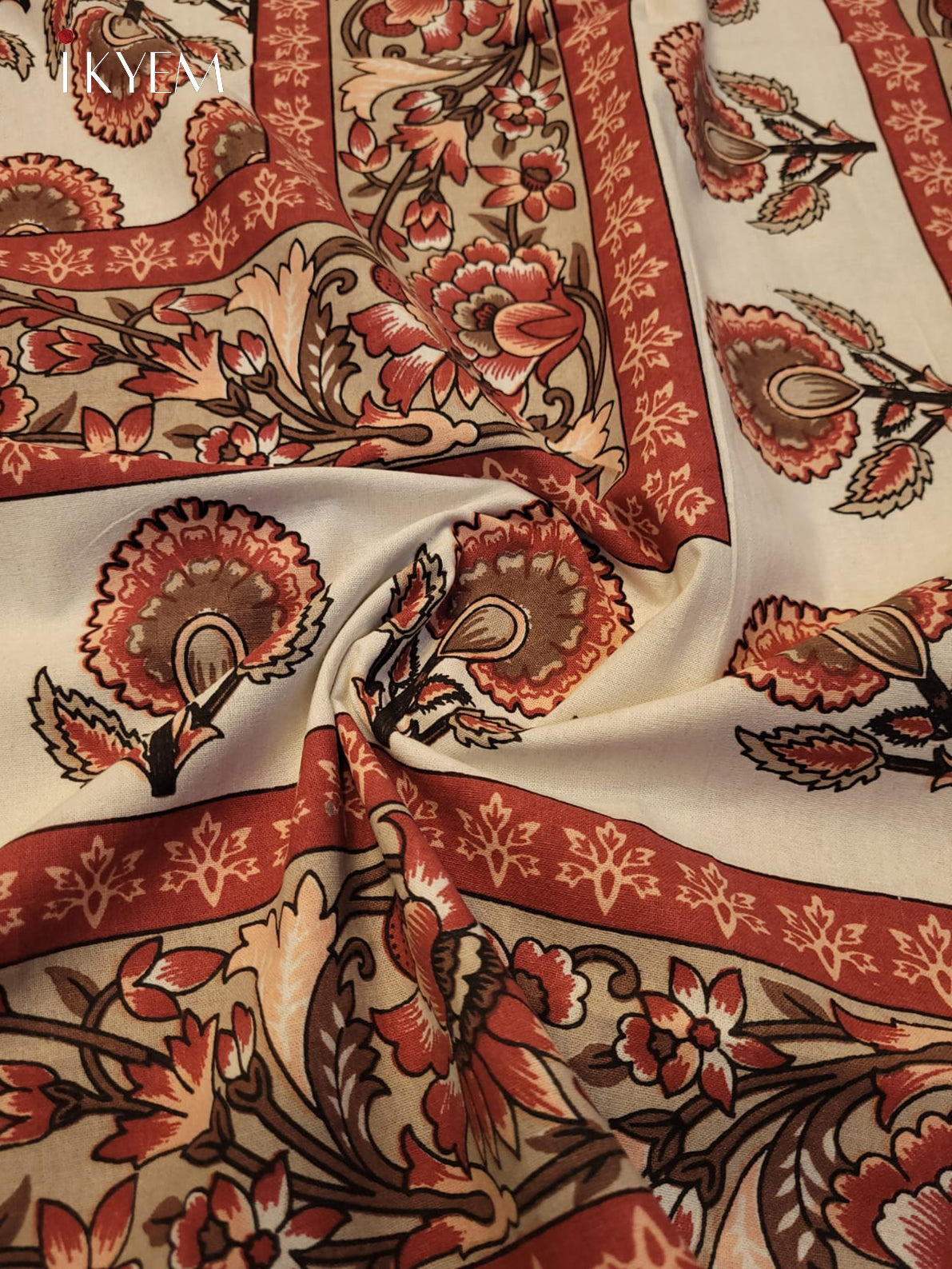 Cream & Red - Bed Spread