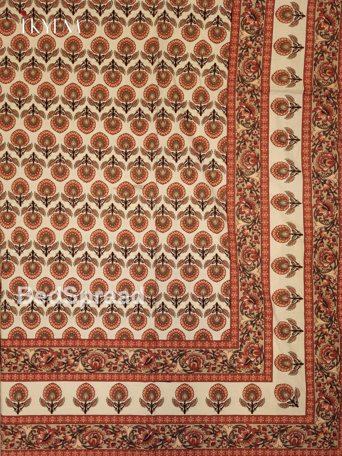 Cream & Red - Bed Spread