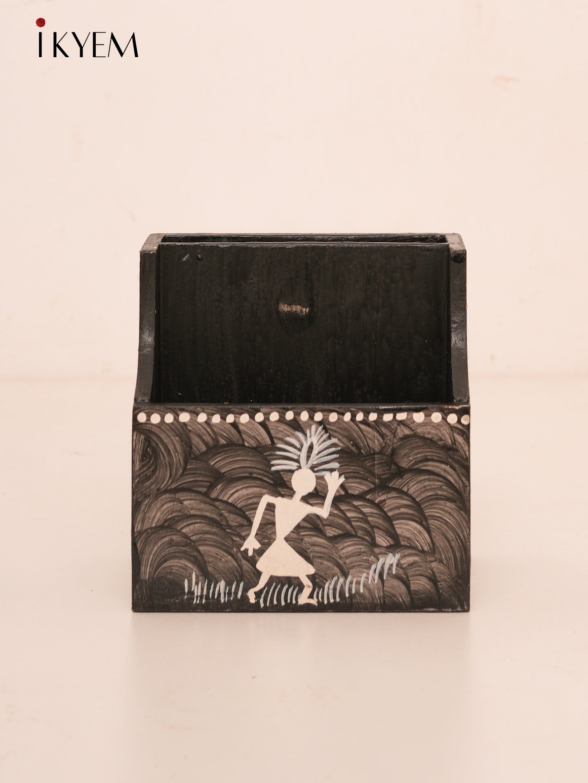 Hand Painted Warli Pen Stand 4 Inch - 4GJ03593