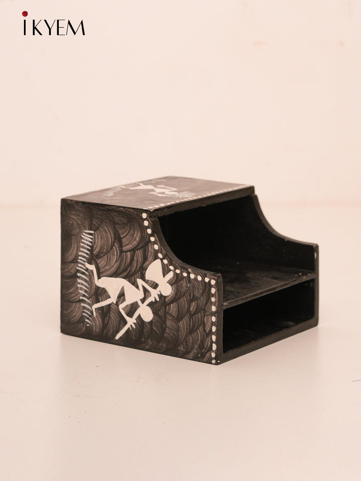 Hand Painted Warli Pen Stand 4 Inch - 4GJ03593