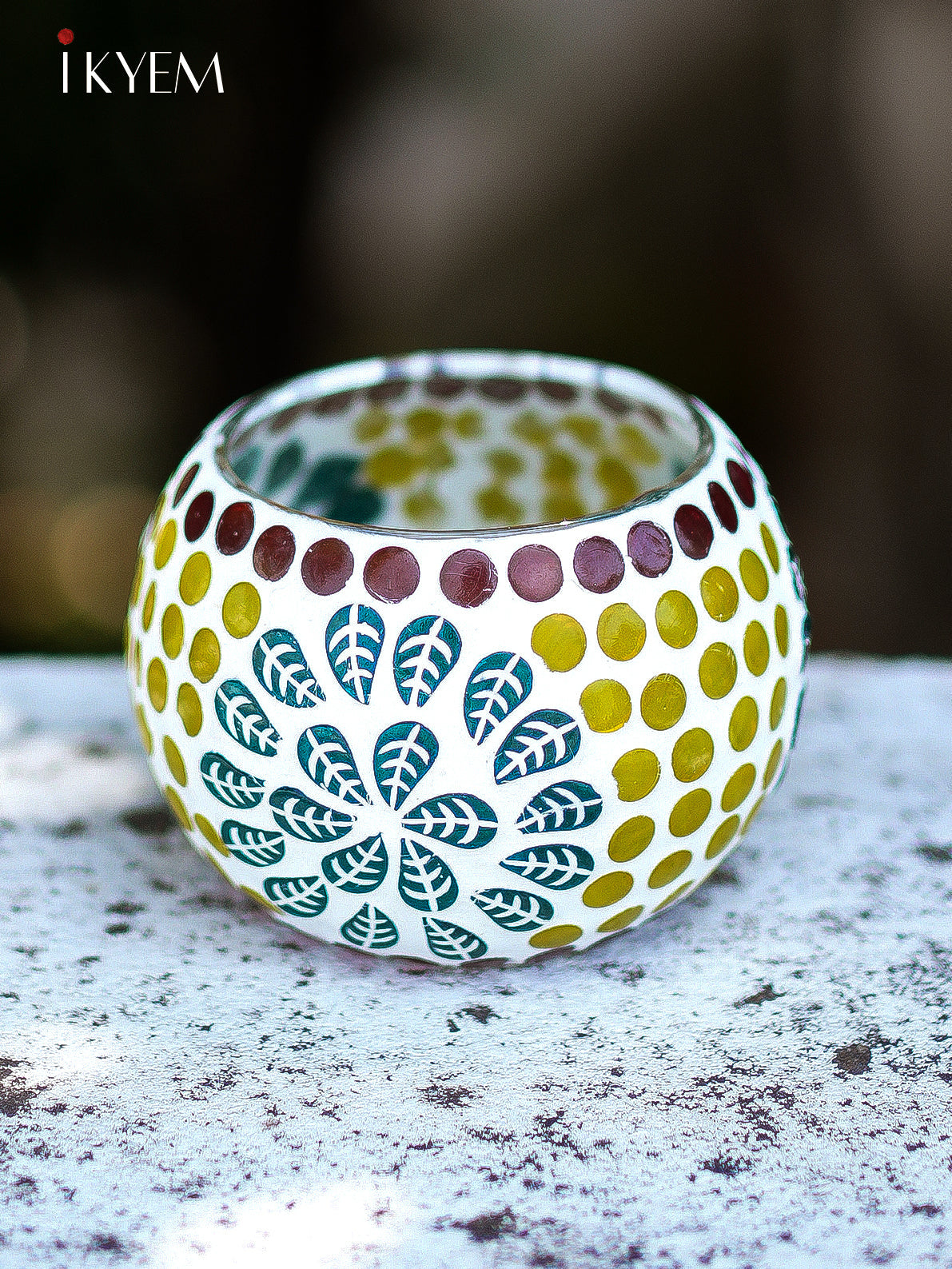 Mosaic Glass Floral TeaLight Candle Holder