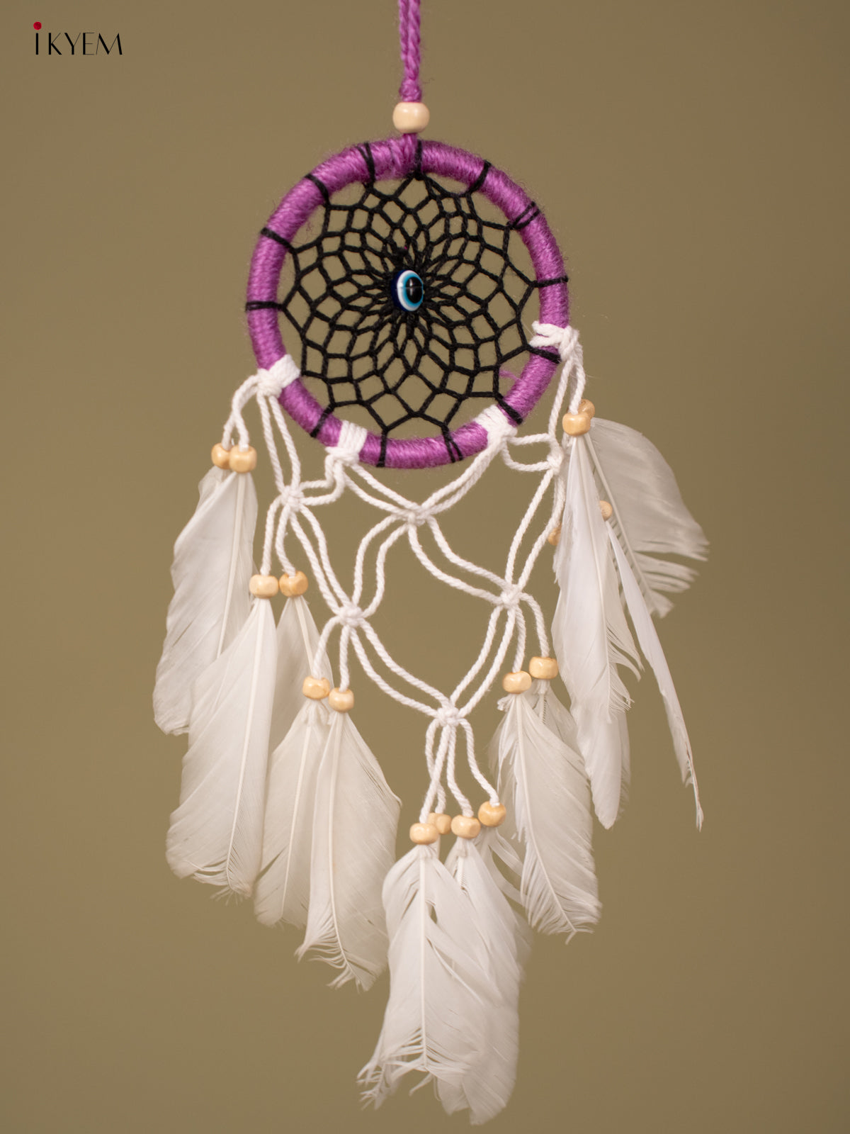 Plain Cotton Catcher whit with purple - 4GJ03896