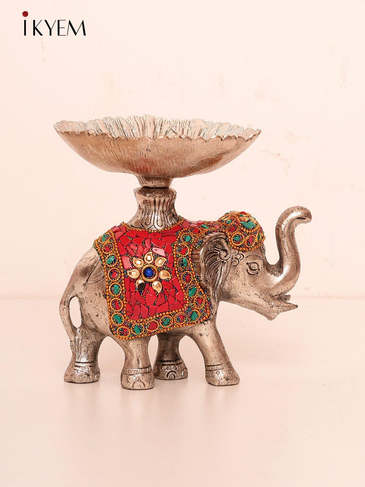 Elephant Lamp with Stone Work
