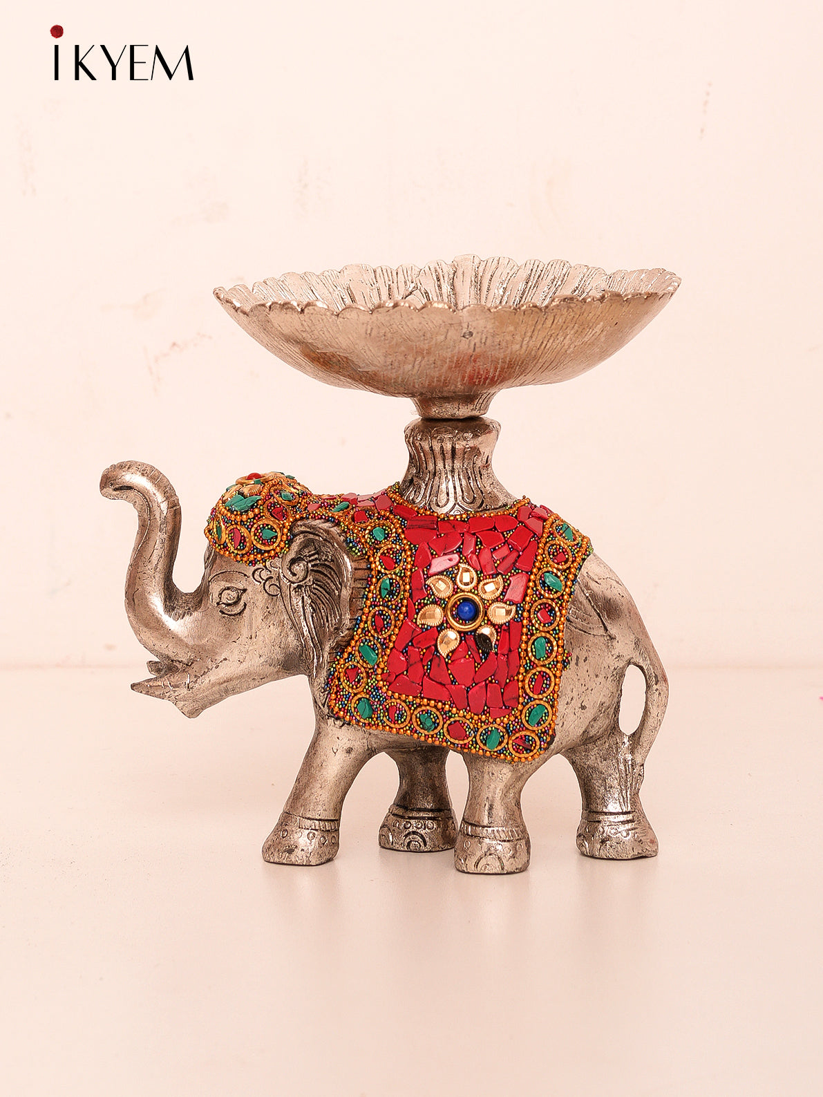 Elephant Lamp with Stone Work