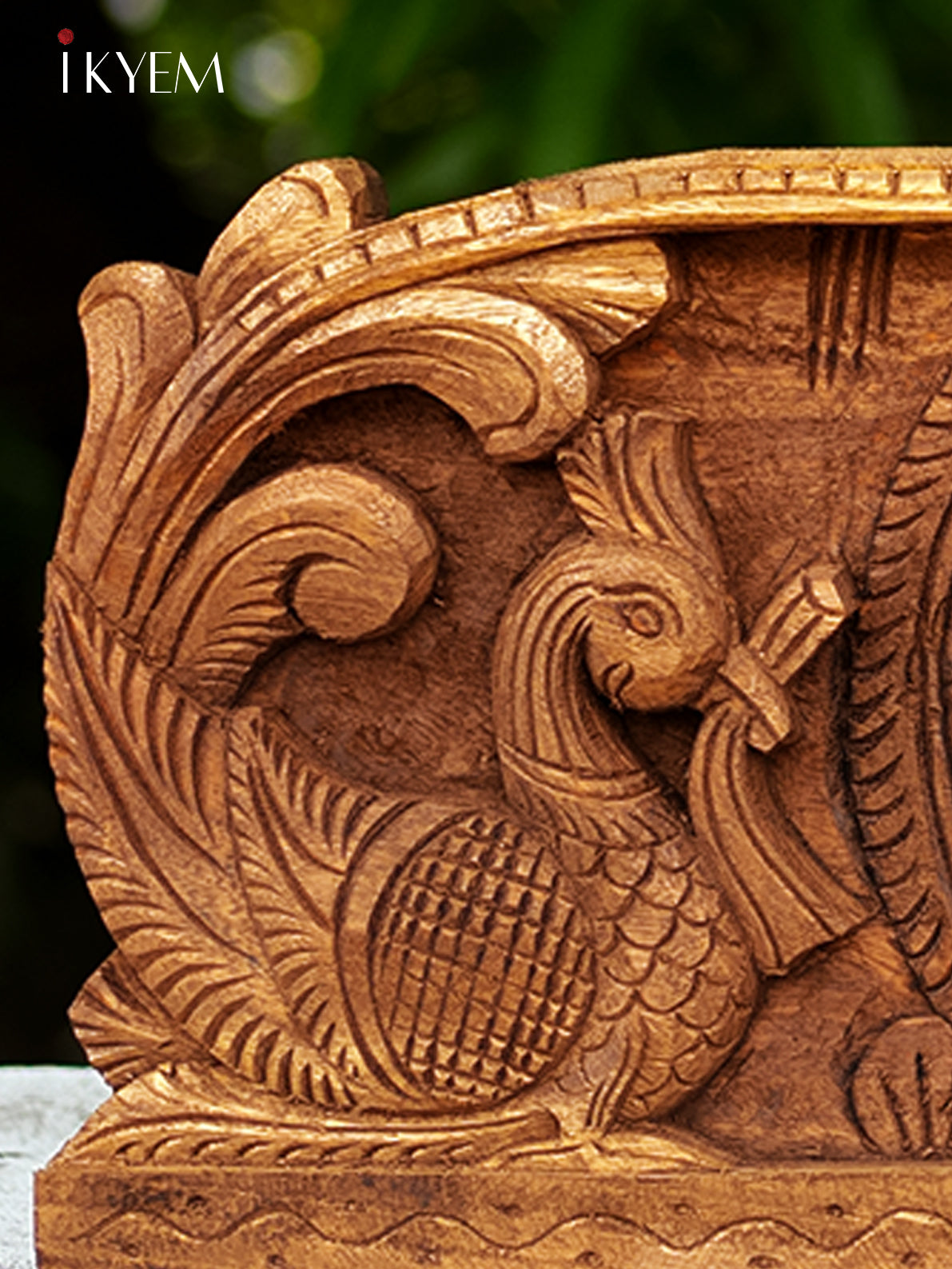 Hand Carved  Lakshmi with Peacock Panel
