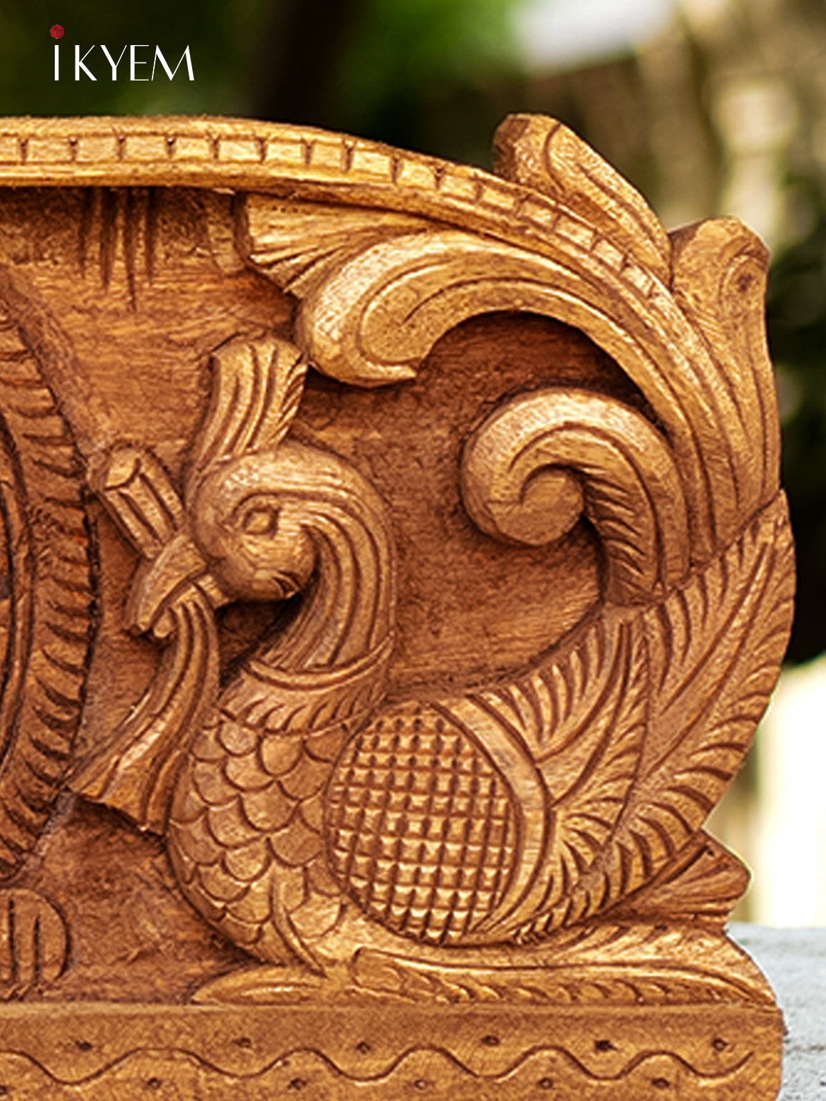 Hand Carved  Lakshmi with Peacock Panel