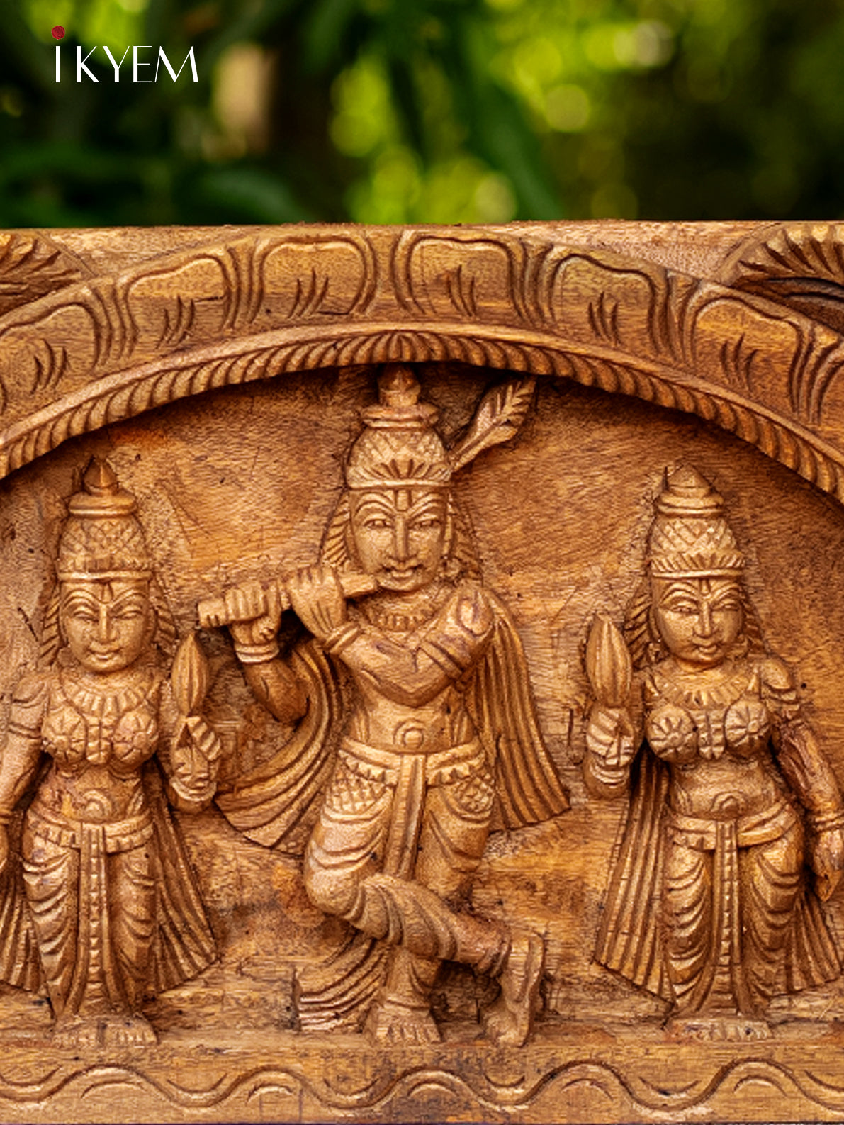 Hand Carved Lord Krishna with Bama Rukmani - 4GJ09020