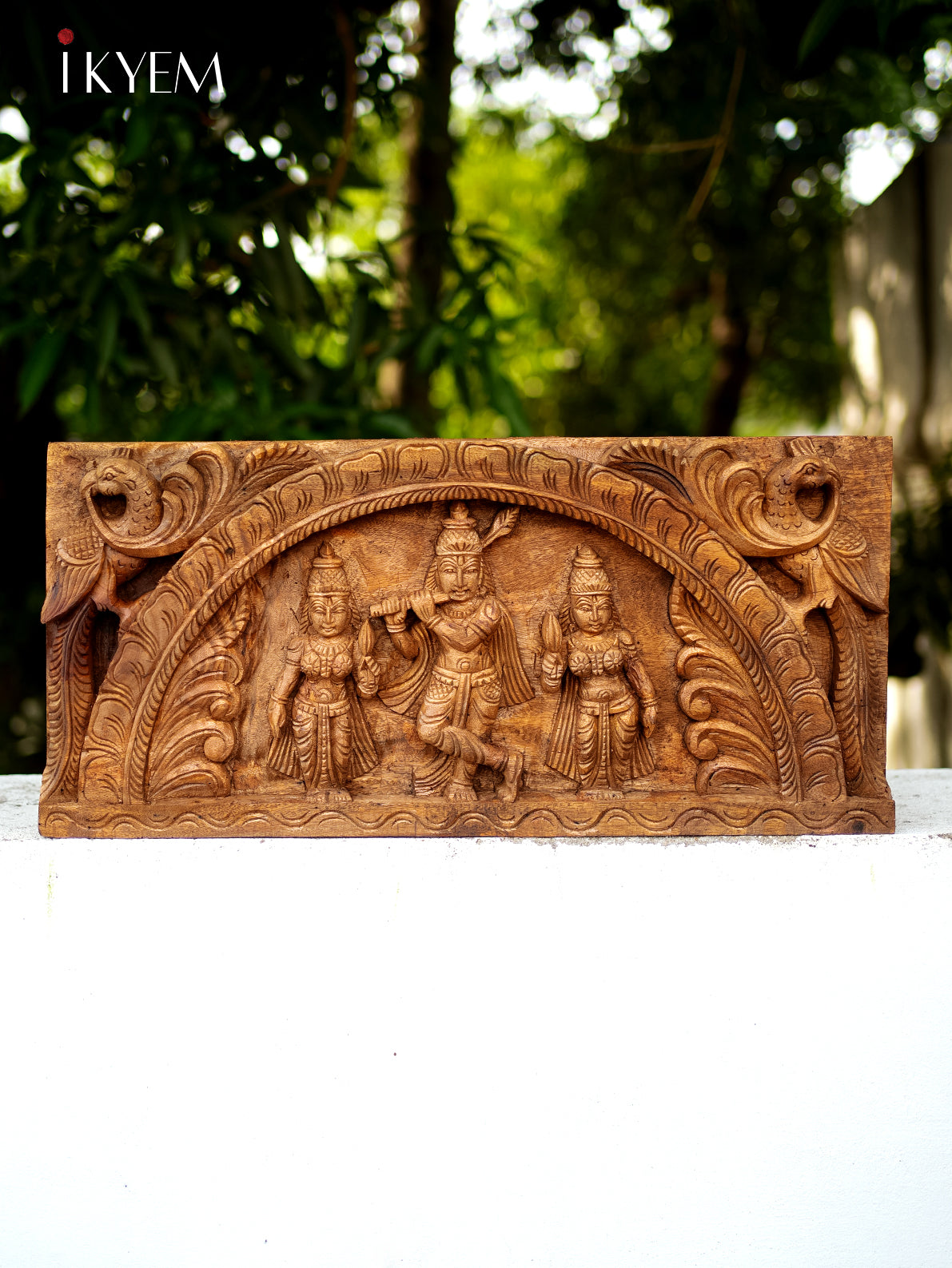 Hand Carved Lord Krishna with Bama Rukmani - 4GJ09020