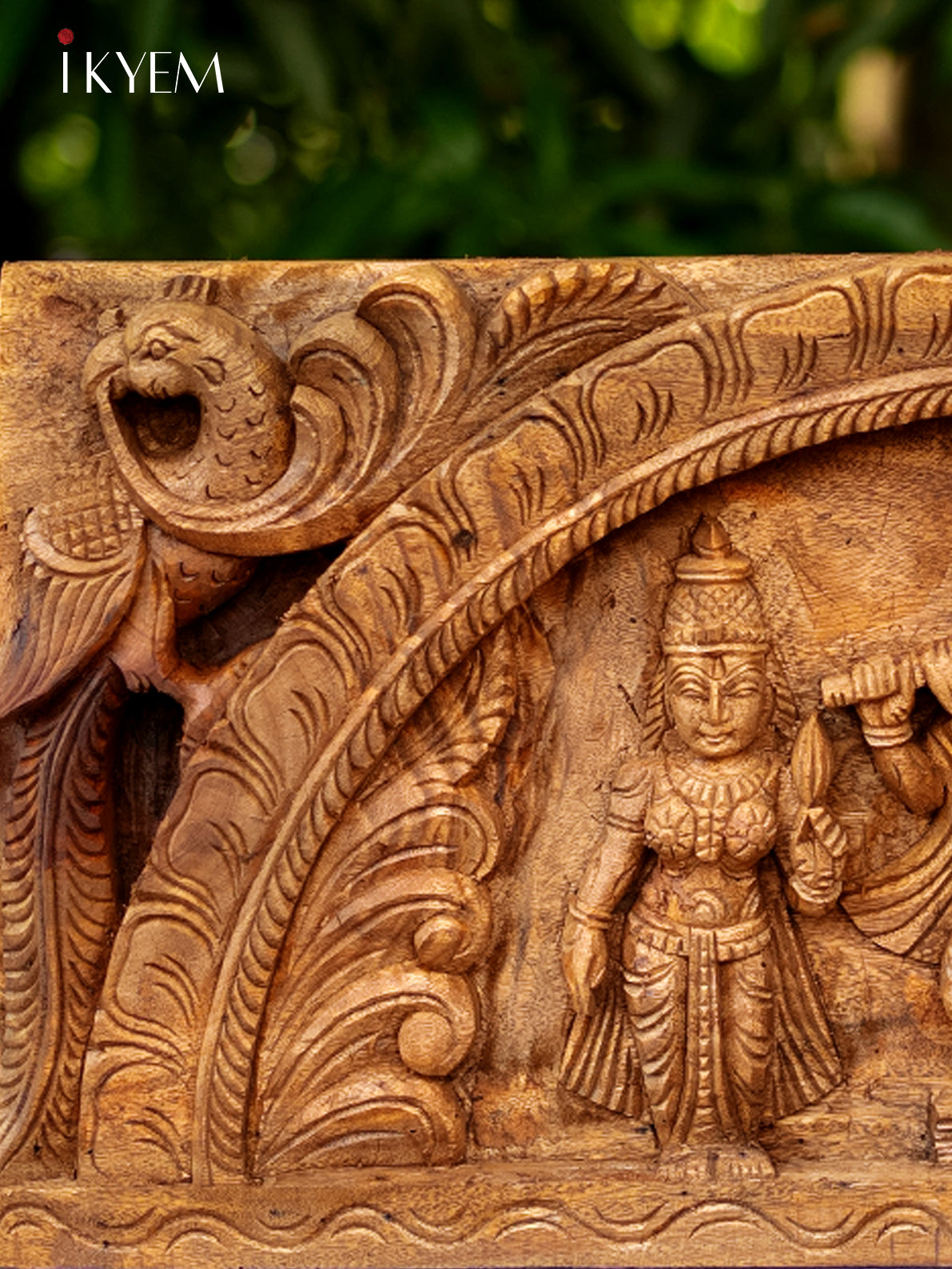 Hand Carved Lord Krishna with Bama Rukmani - 4GJ09020
