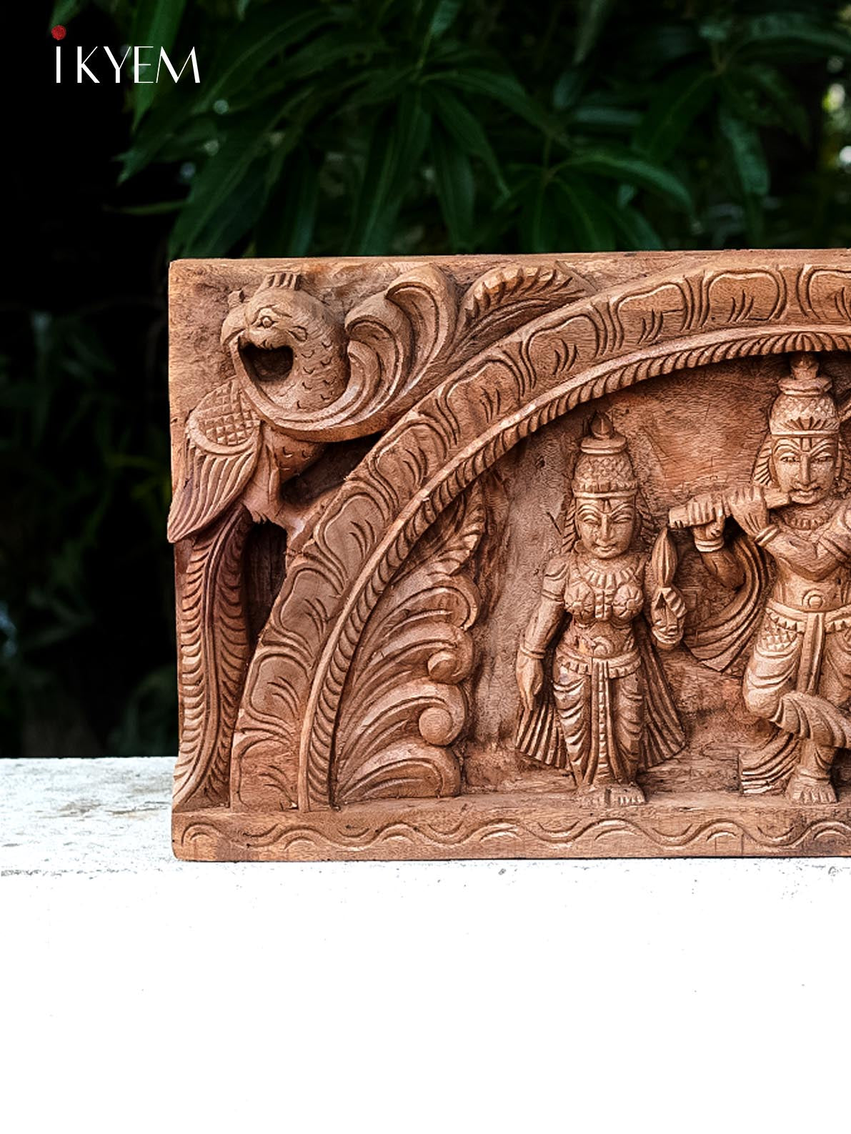Hand carved Krishna with Bama Rukmani Panel - 4GJ09022