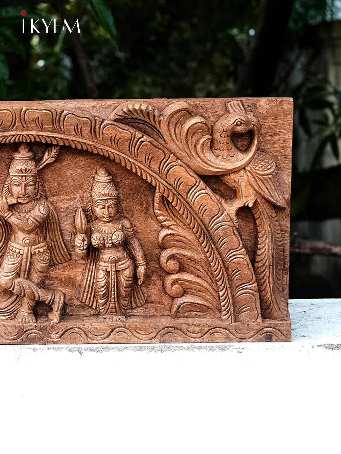 Hand carved Krishna with Bama Rukmani Panel - 4GJ09022