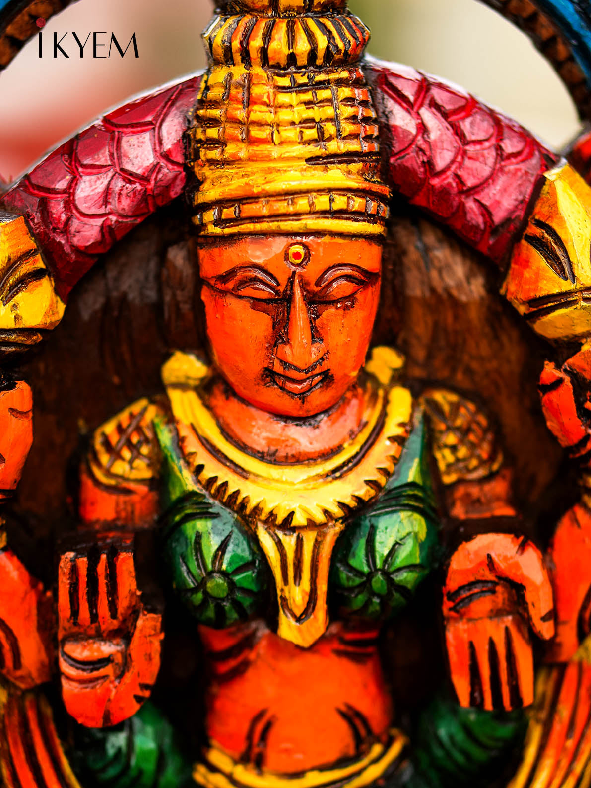Hand painted wooden lord Lakshmi