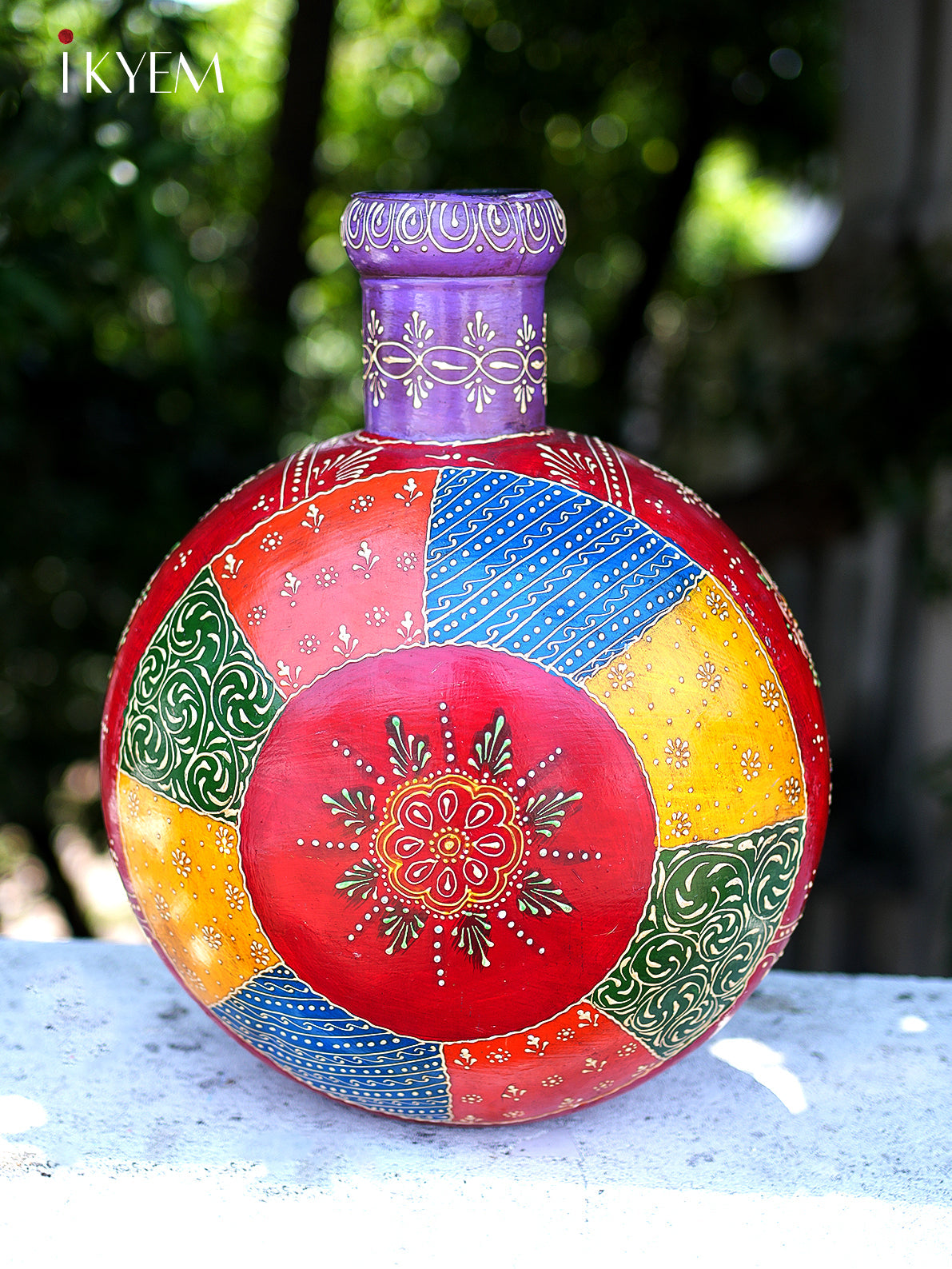 Hand painted Wooden flower Vase