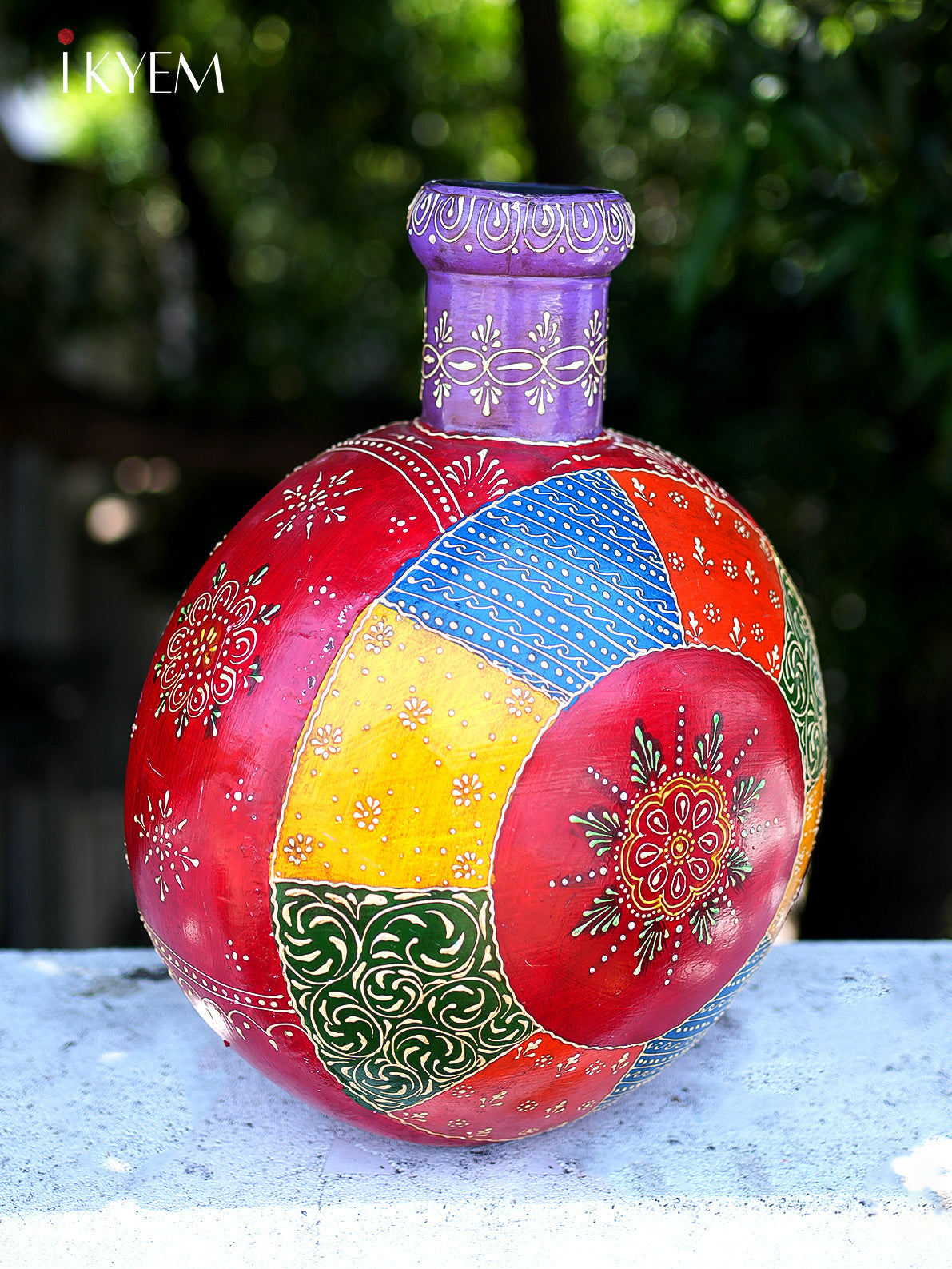 Hand painted Wooden flower Vase