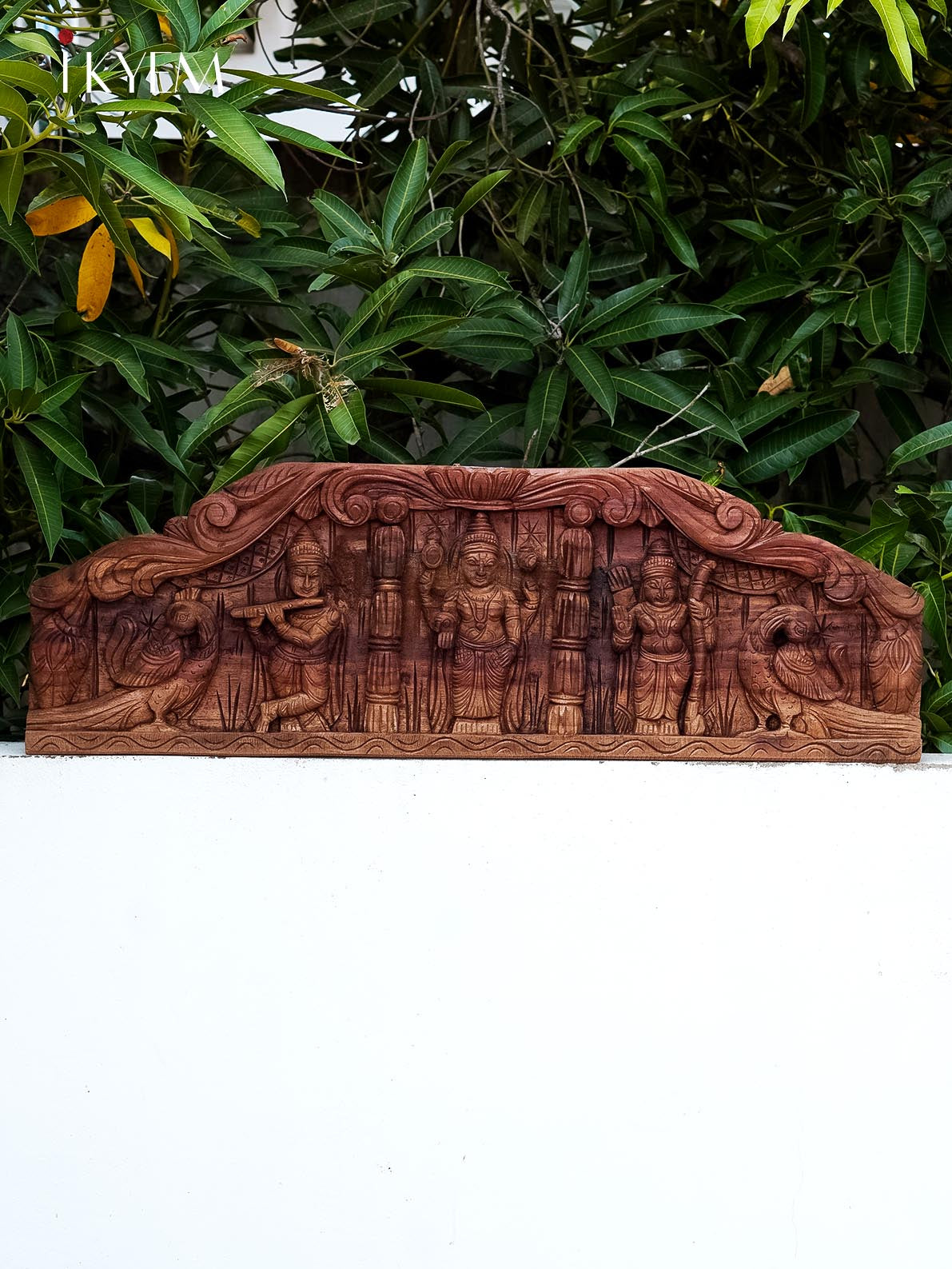 Avatarams of Vishnu - Vishnu/Krishna & Ramar wood carved panel