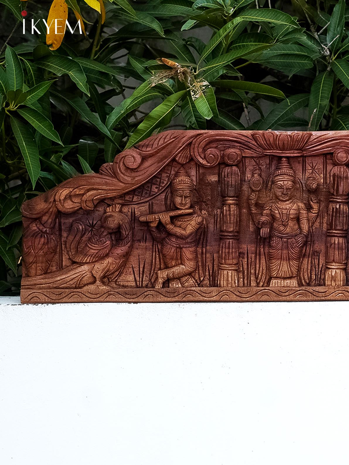 Avatarams of Vishnu - Vishnu/Krishna & Ramar wood carved panel