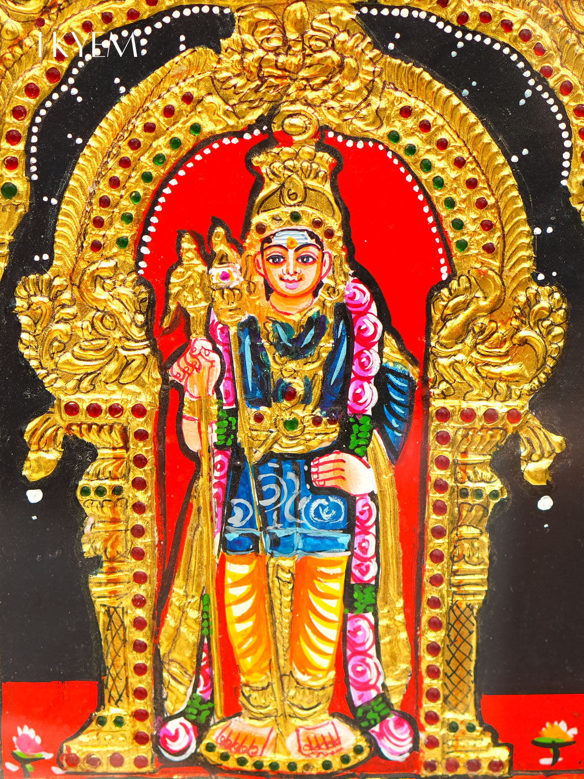 Lord Ganesha, Lakshmi, Balaji, Murugan and Saraswathy Tanjore Painting