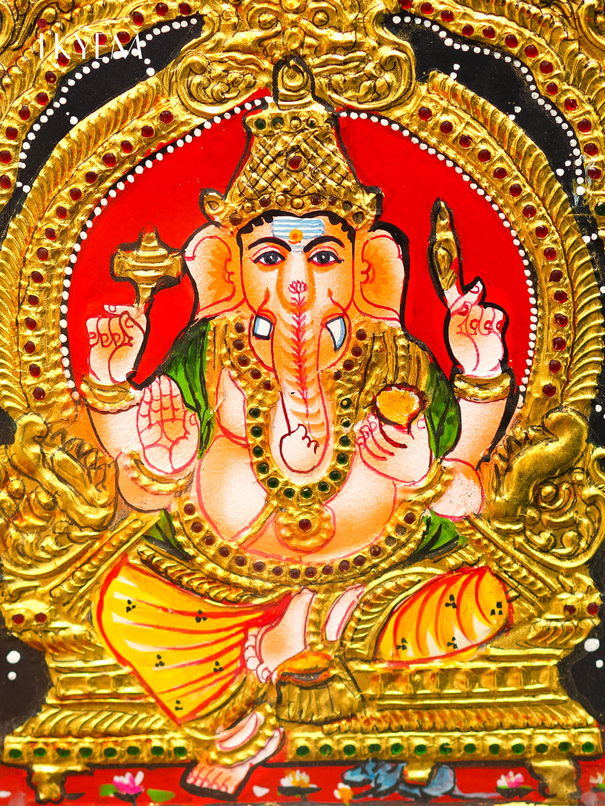 Lord Ganesha, Lakshmi, Balaji, Murugan and Saraswathy Tanjore Painting