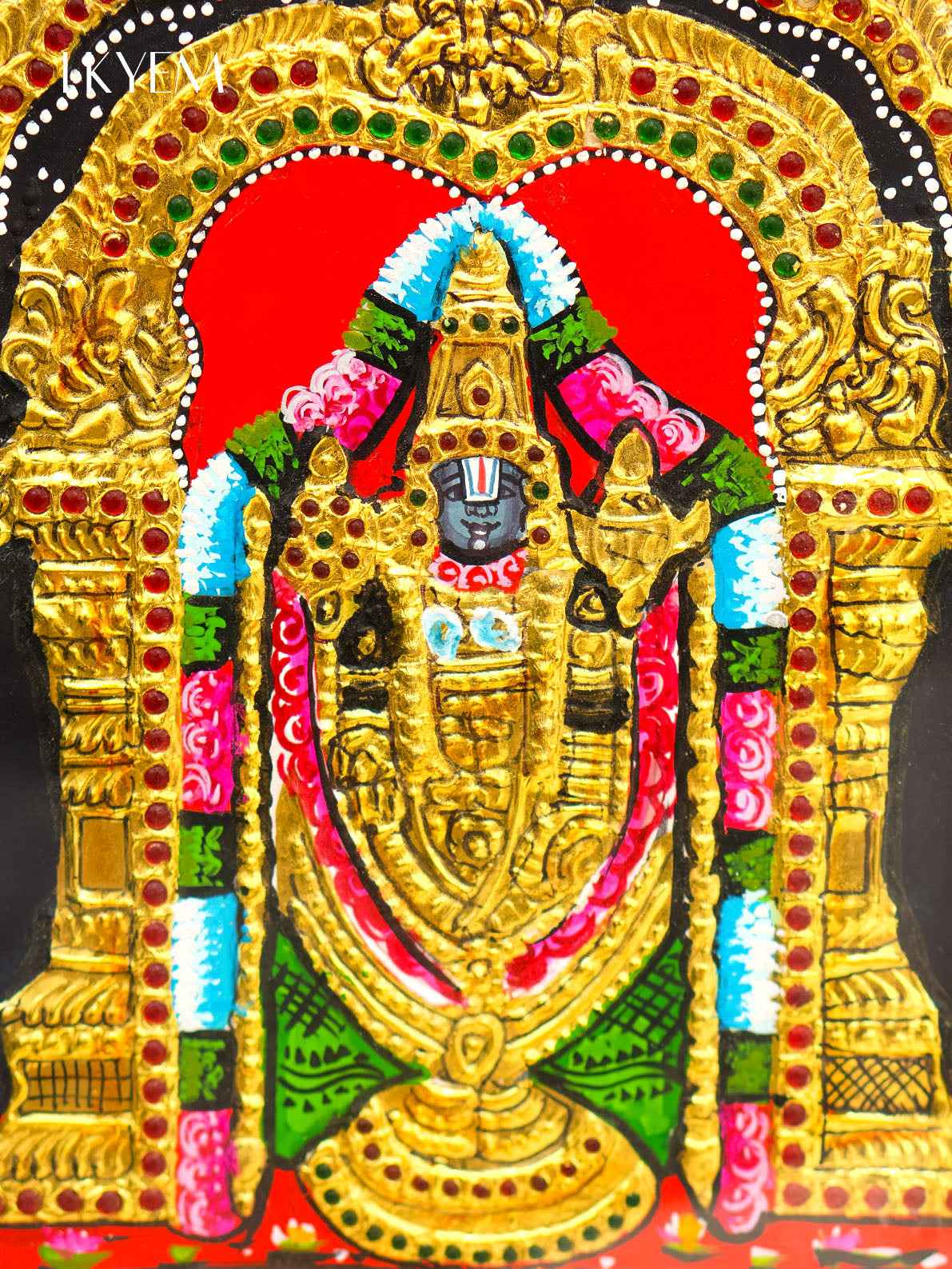 Lord Ganesha, Lakshmi, Balaji, Murugan and Saraswathy Tanjore Painting