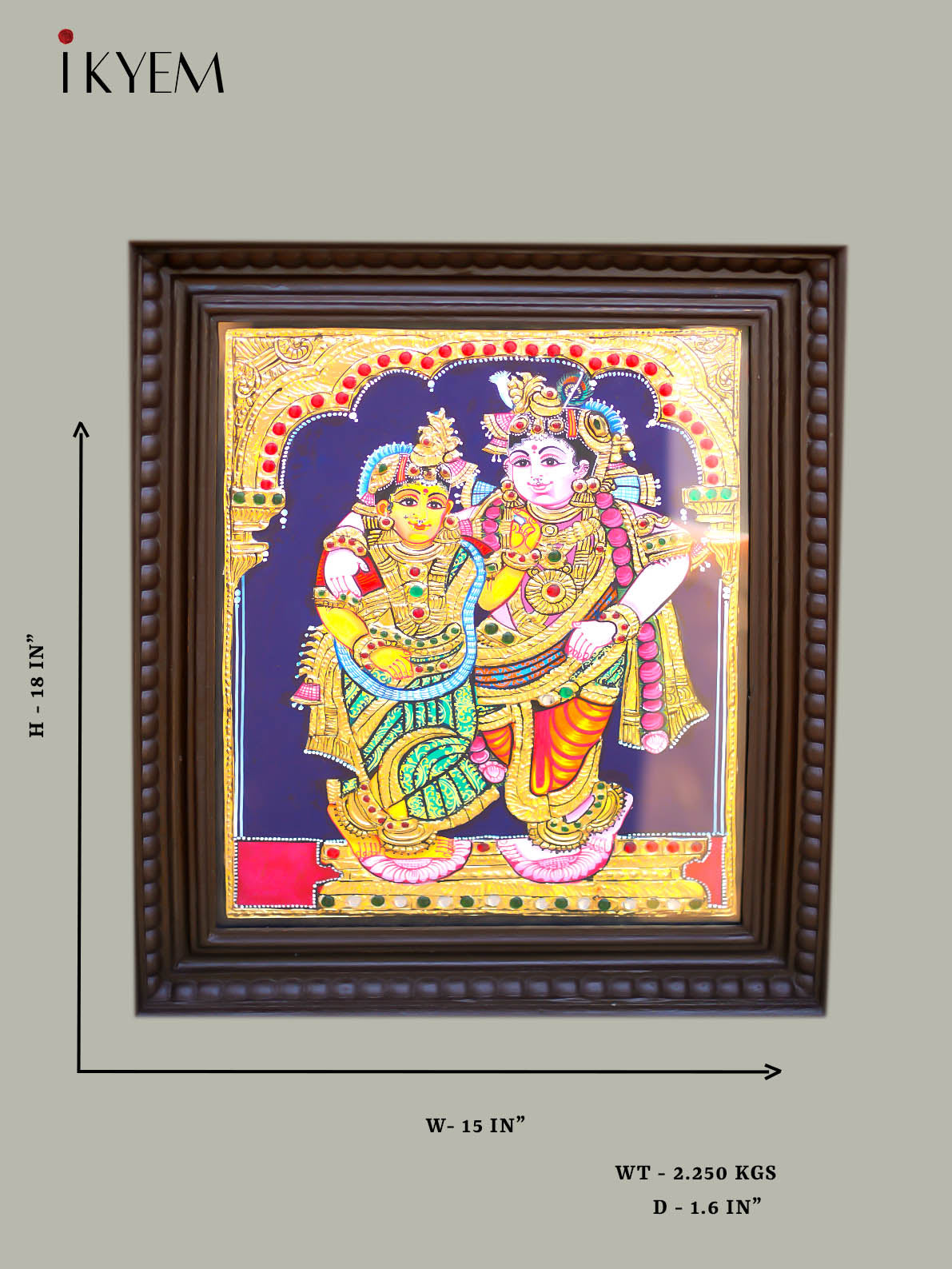 Radha Krishna - Tanjore Painting 18x15 inches - 4HJ01039