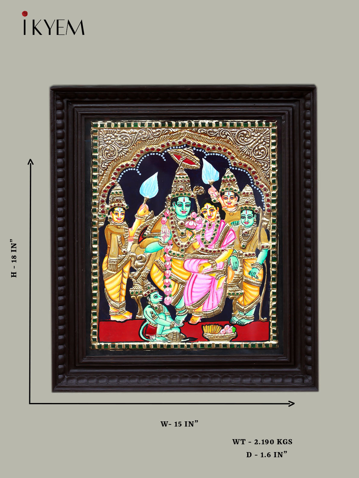 Ram Sita Laxman - Tanjore Painting 18x15 inches - 4HJ01040